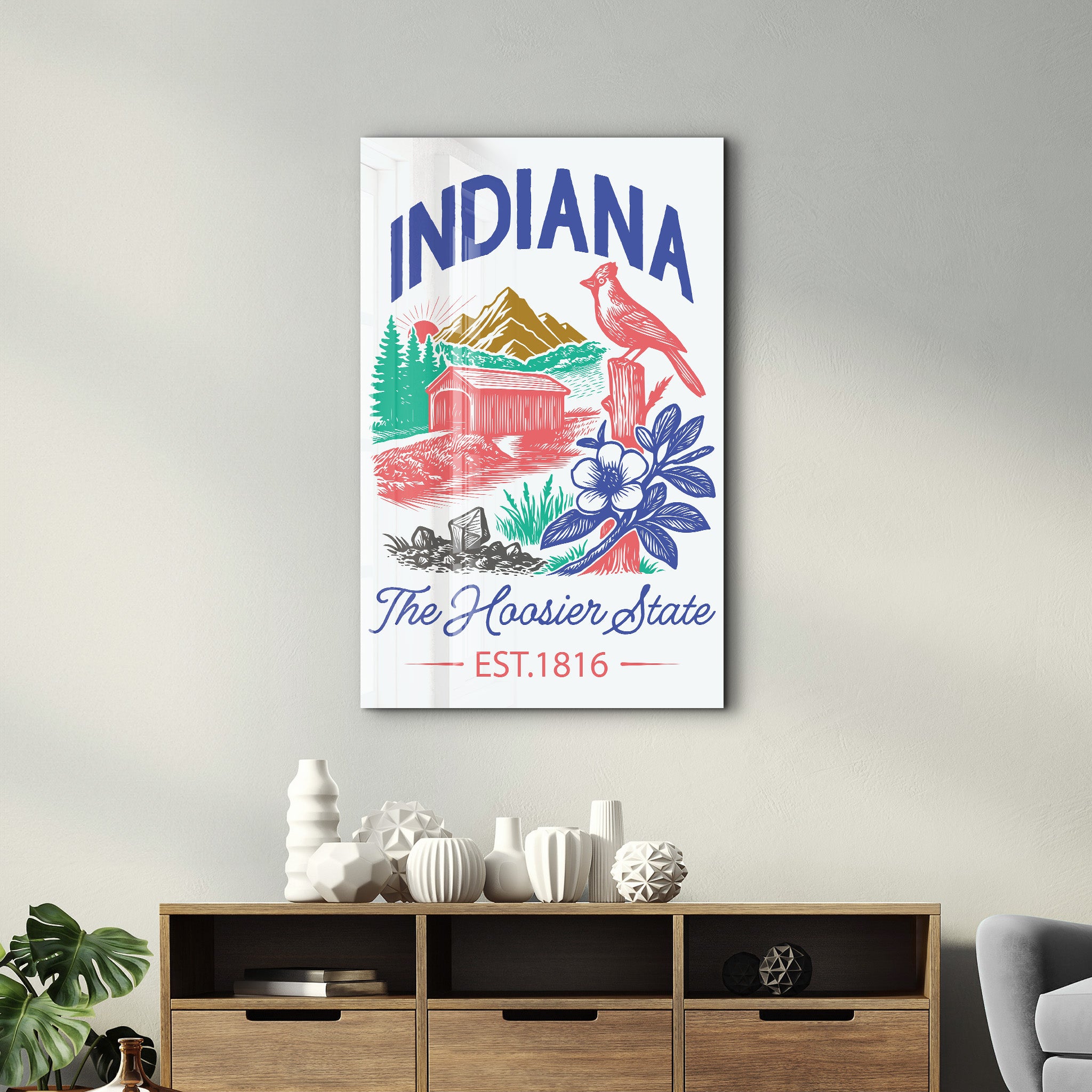 Indiana - The Hoosier State | Glass Wall Art