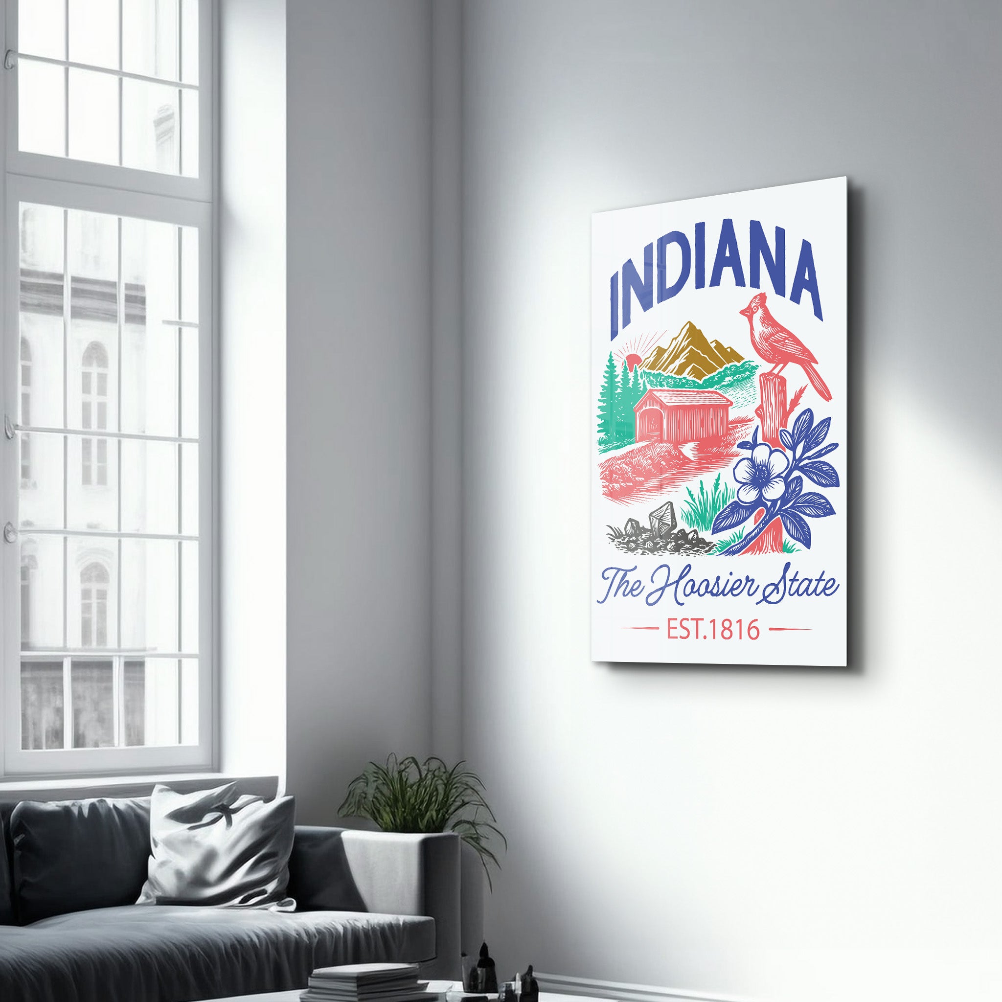 Indiana - The Hoosier State | Glass Wall Art