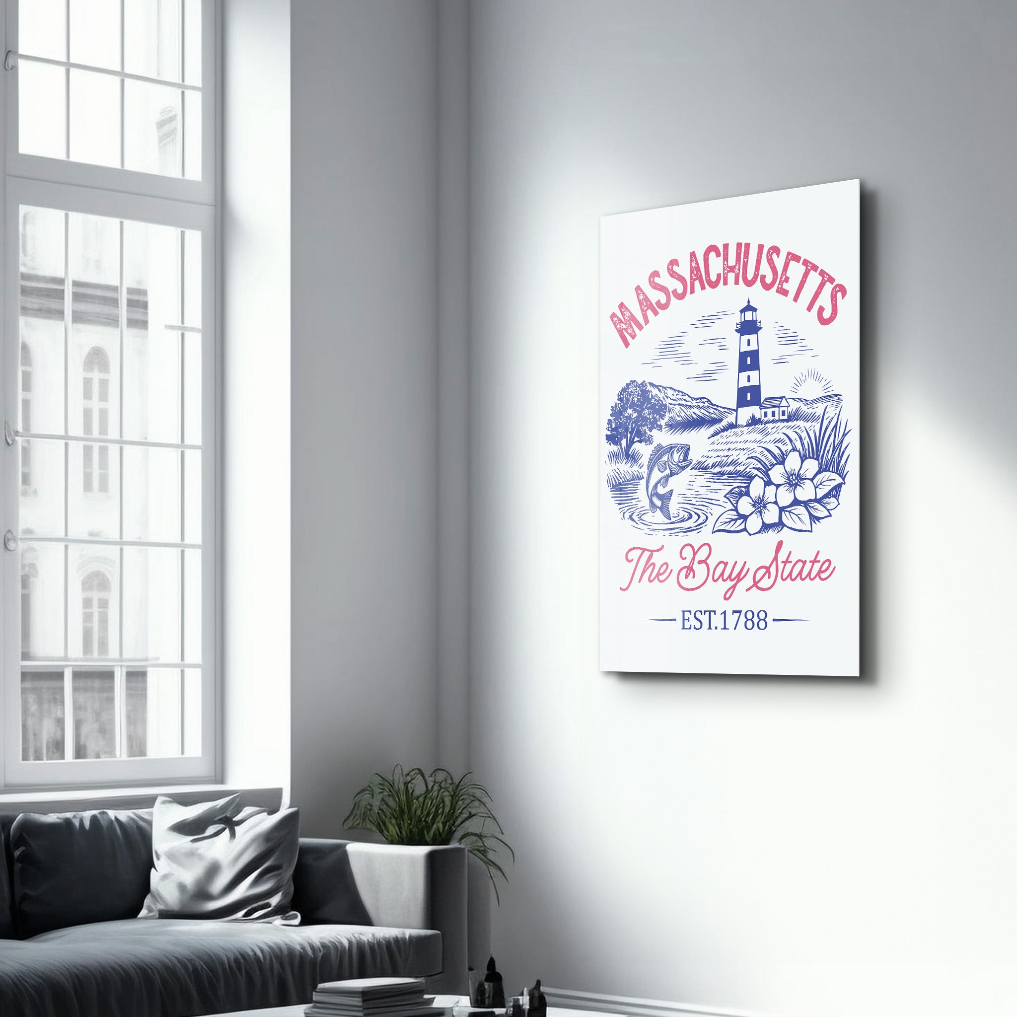 Massachusetts - The Bay State | Glass Wall Art