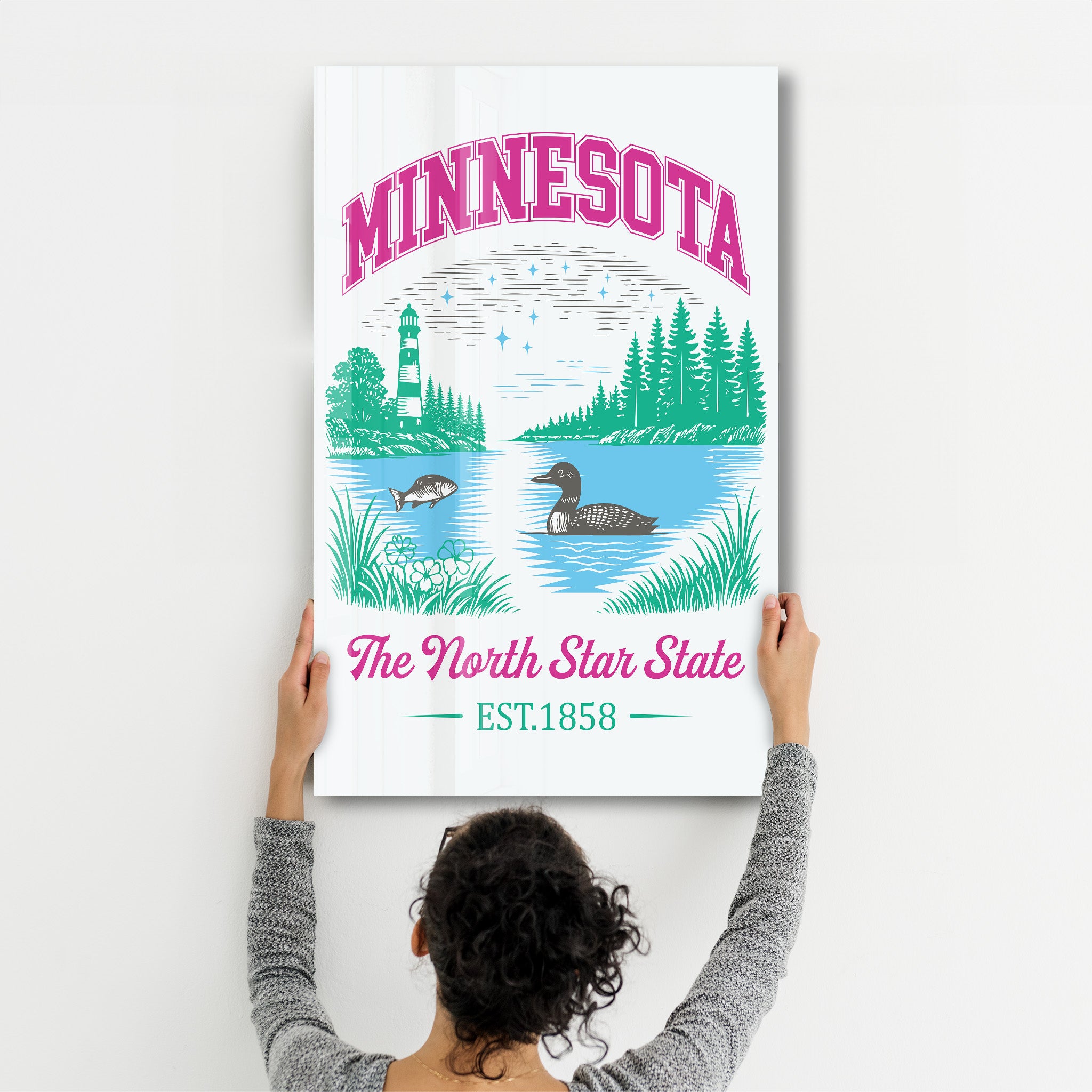 Minnesota - The North Star State | Glass Wall Art