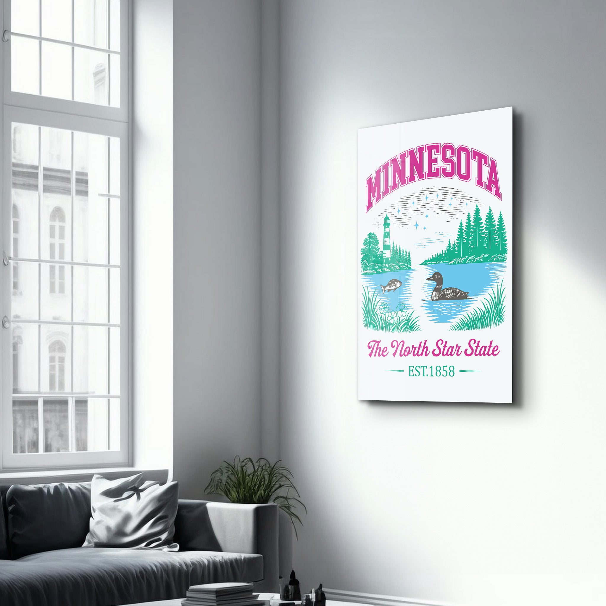 Minnesota - The North Star State | Glass Wall Art