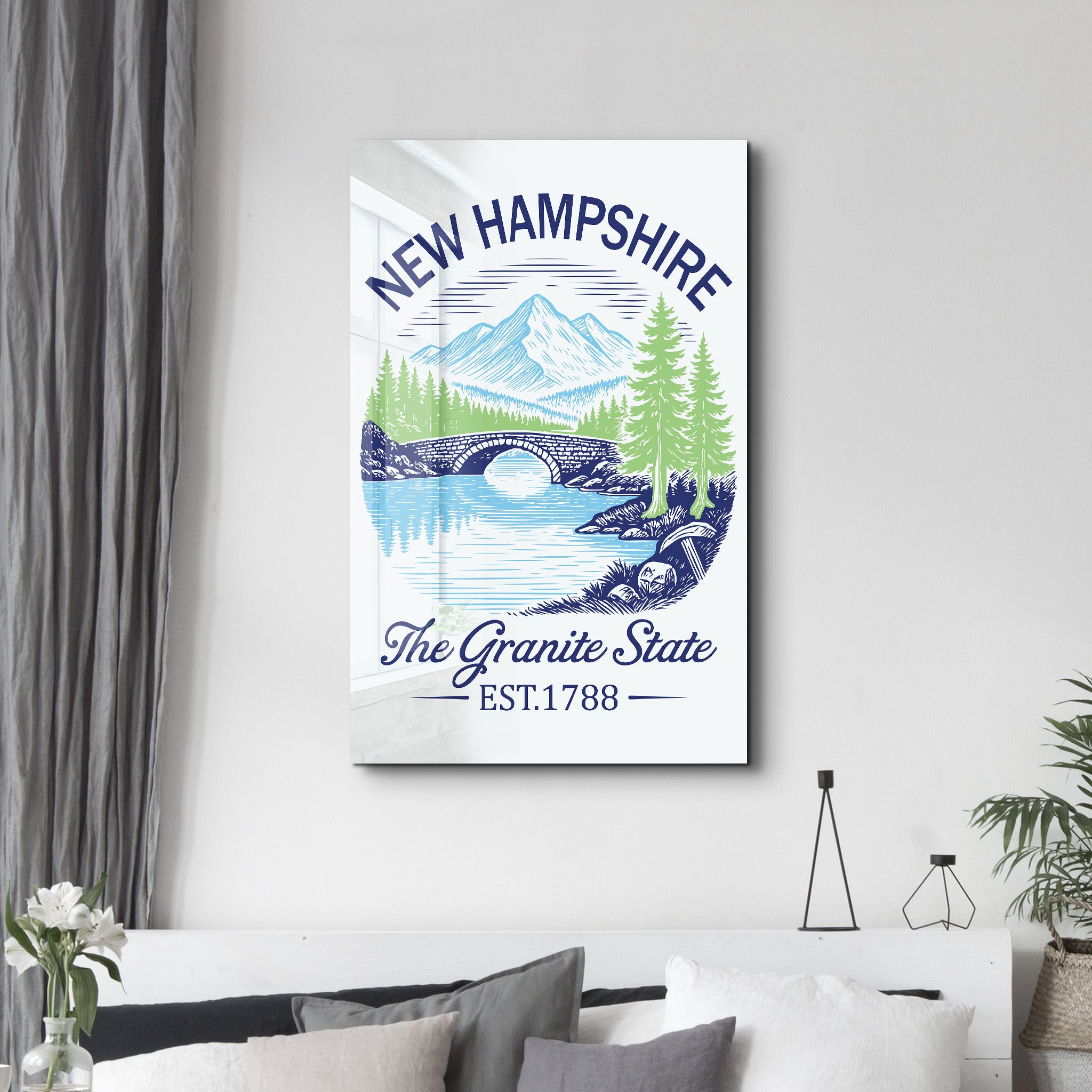 New Hampshire - The Granite State | Glass Wall Art