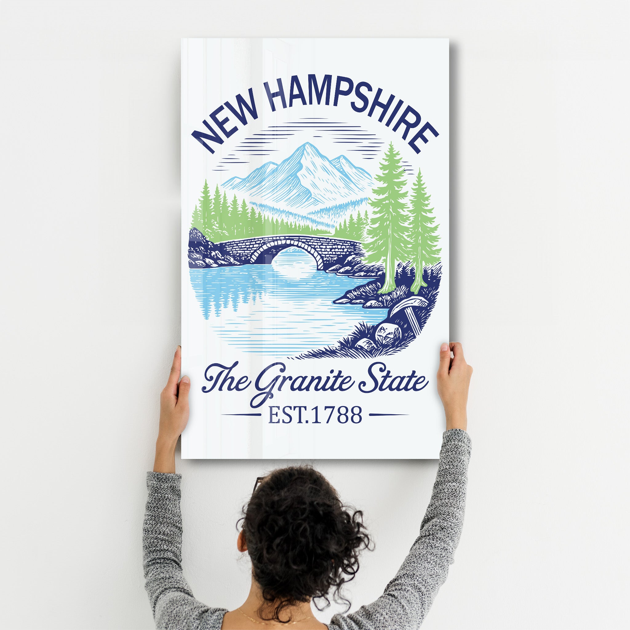 New Hampshire - The Granite State | Glass Wall Art
