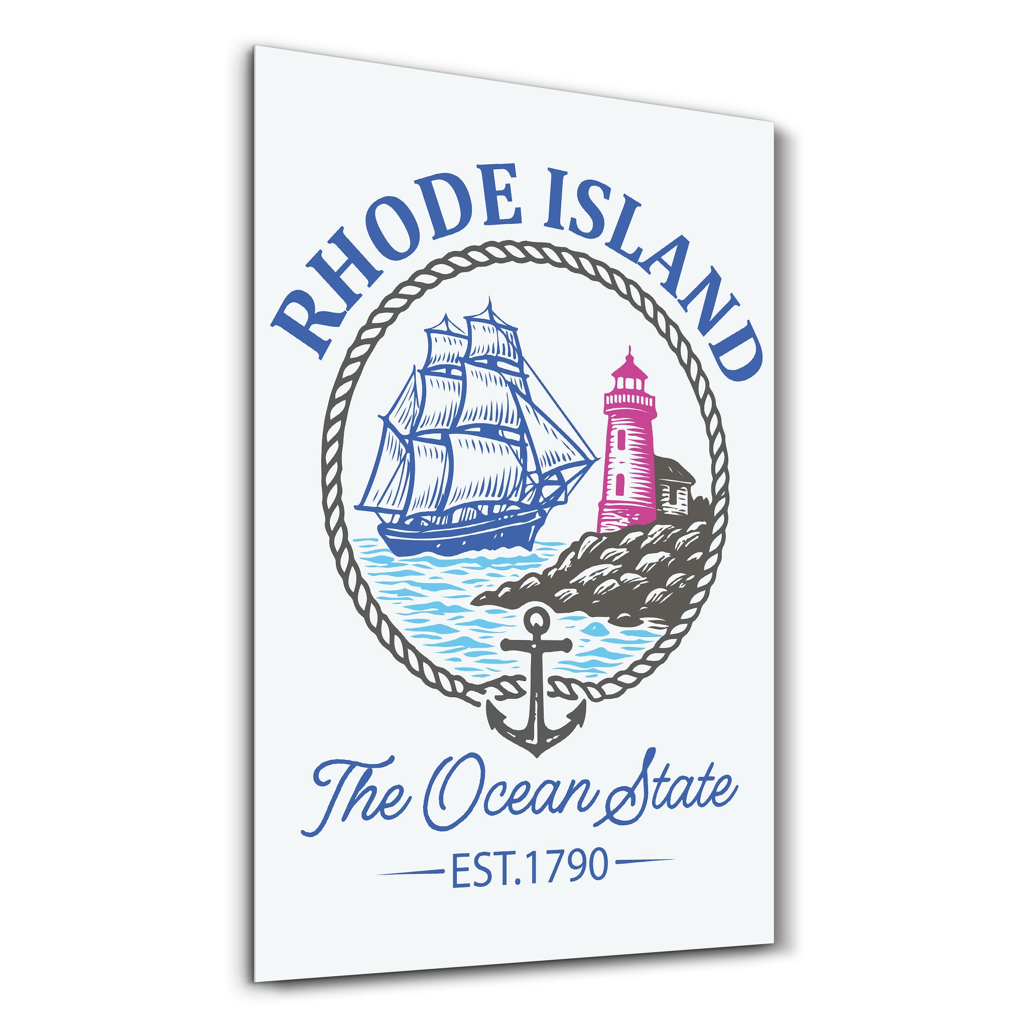 Rhode Island - The Ocean State | Glass Wall Art