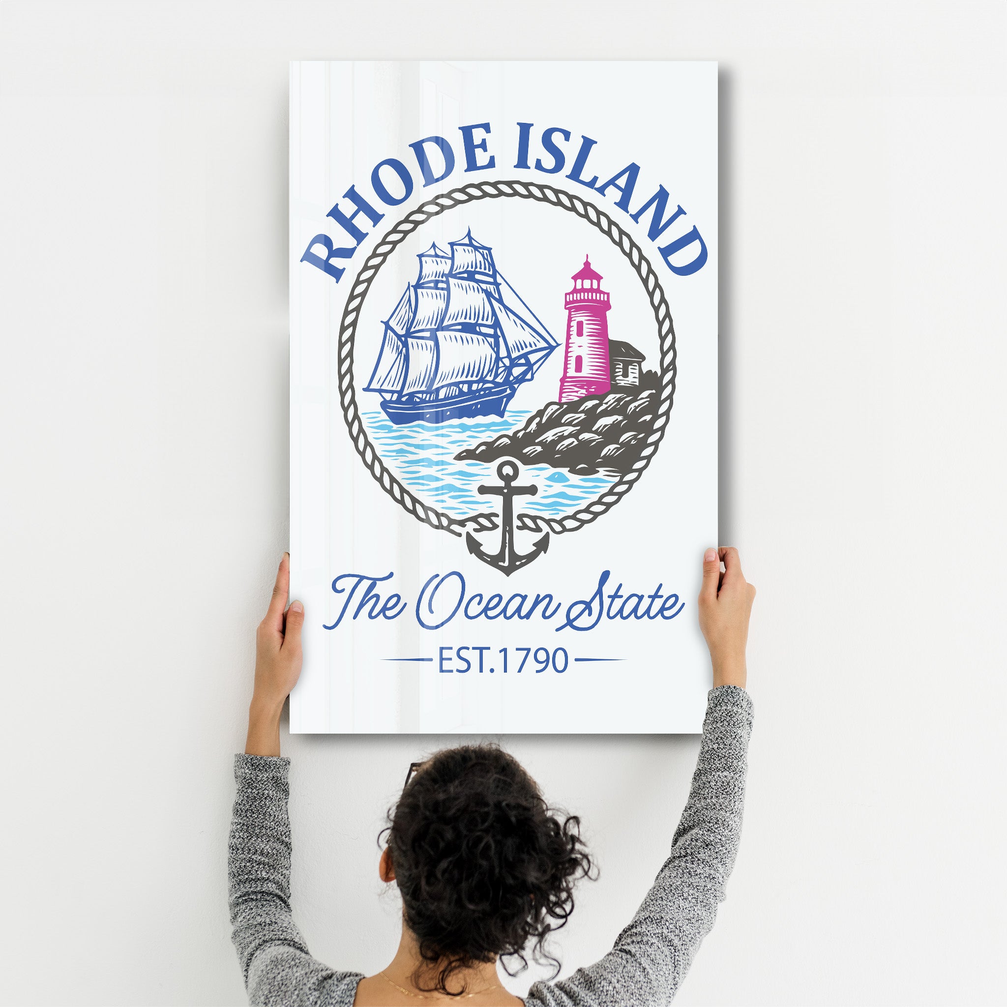 Rhode Island - The Ocean State | Glass Wall Art