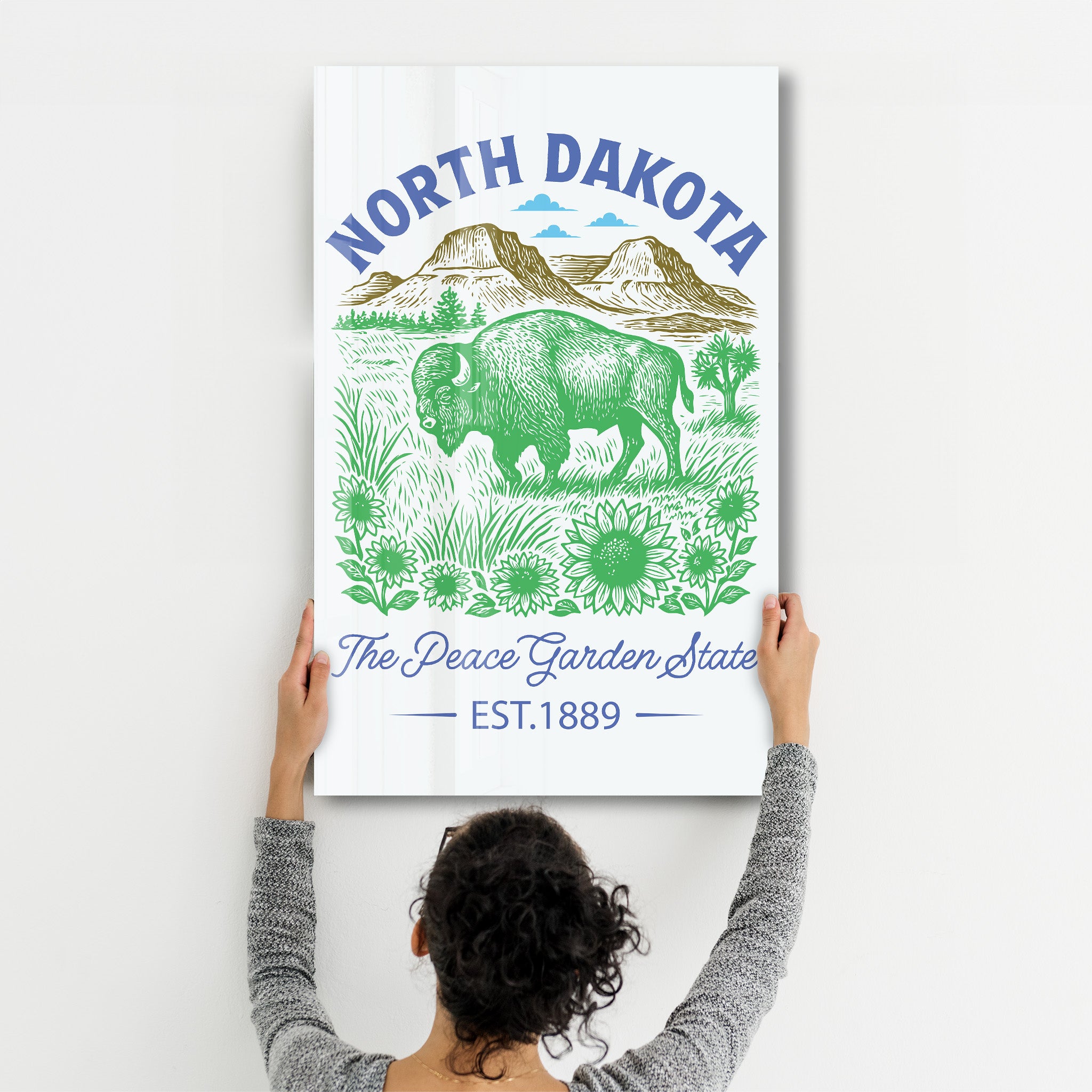 North Dakota - The Peace Garden State | Glass Wall Art