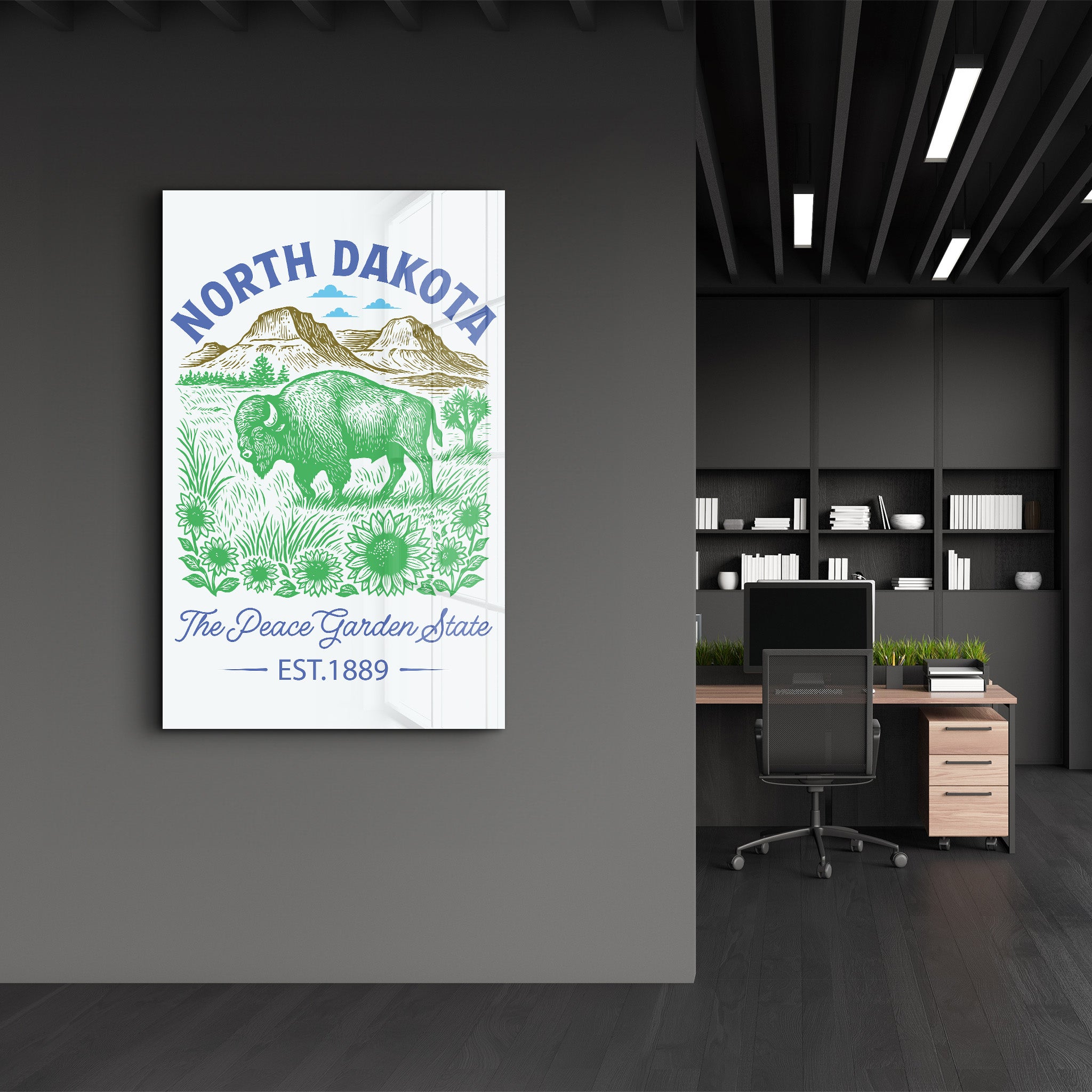 North Dakota - The Peace Garden State | Glass Wall Art