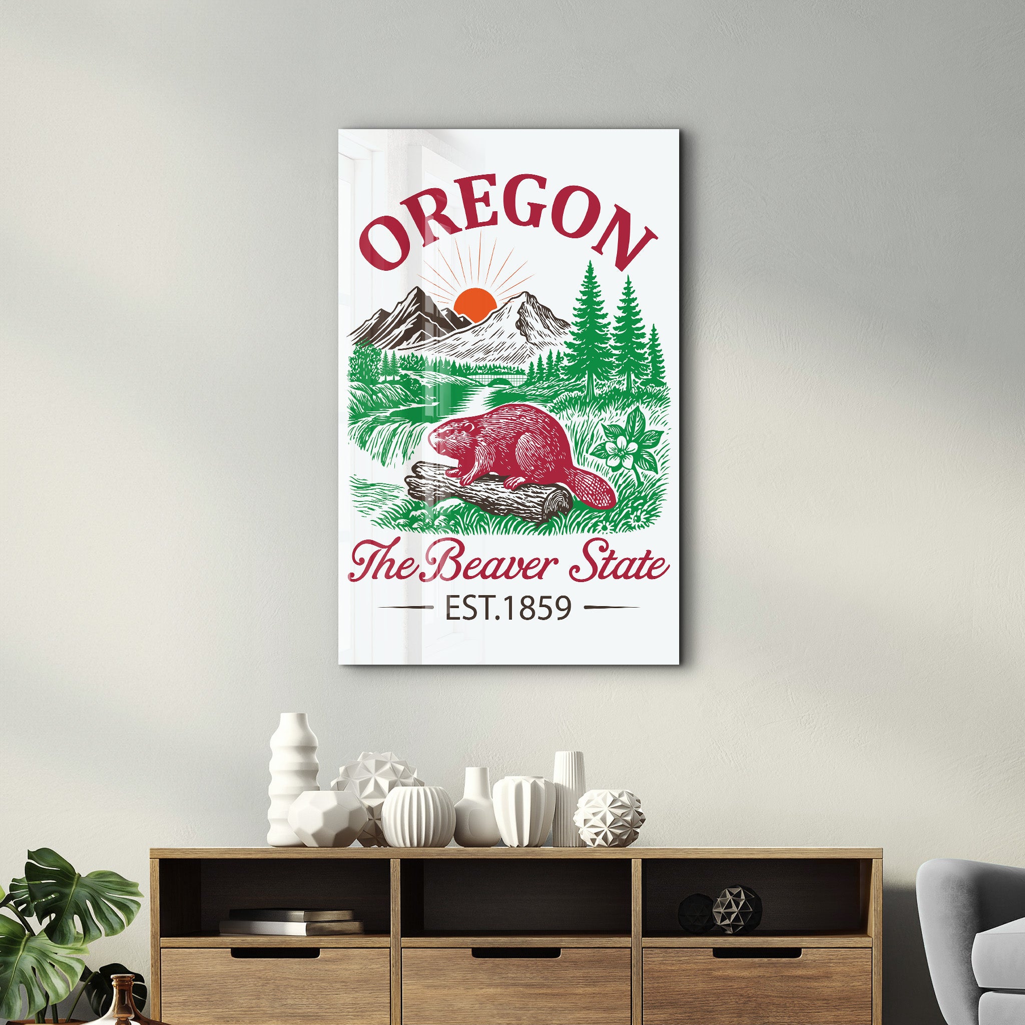 Oregon - The Beaver State | Glass Wall Art
