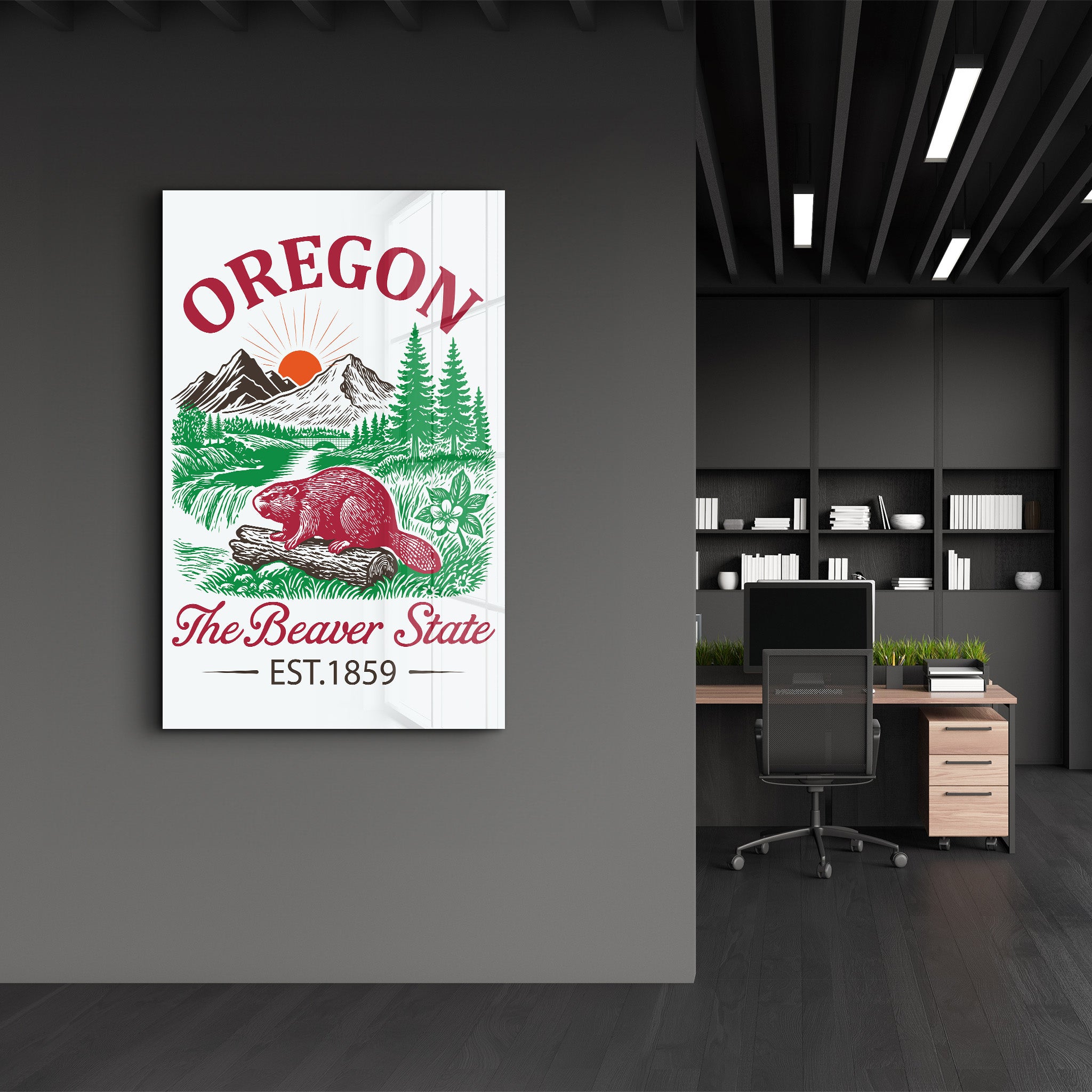 Oregon - The Beaver State | Glass Wall Art