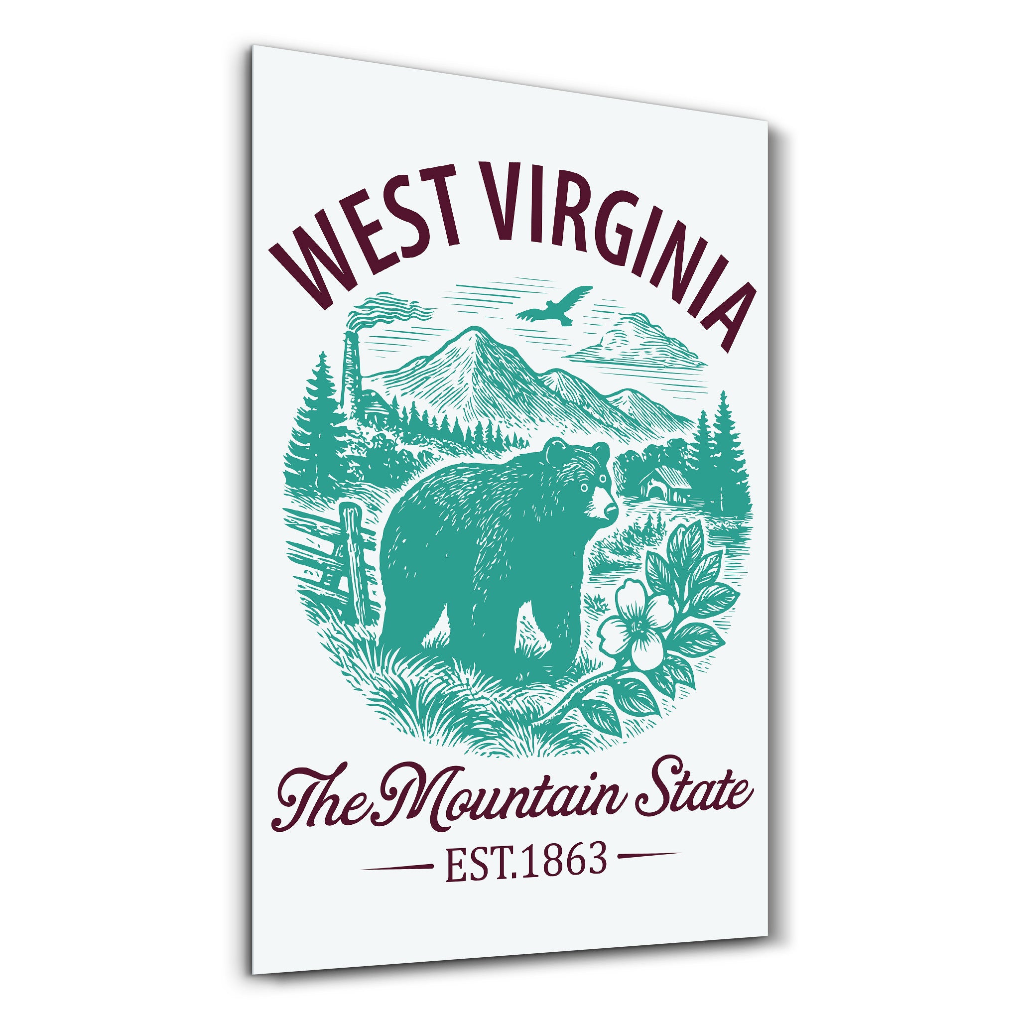 West Virginia - The Mountain State | Glass Wall Art