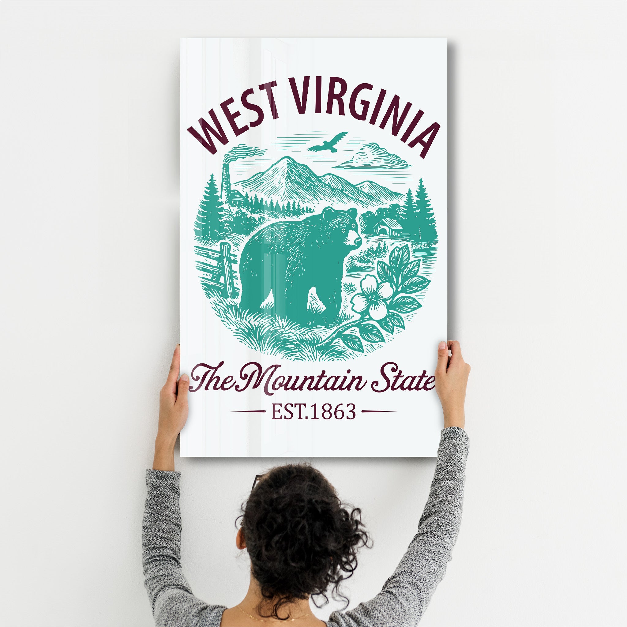 West Virginia - The Mountain State | Glass Wall Art