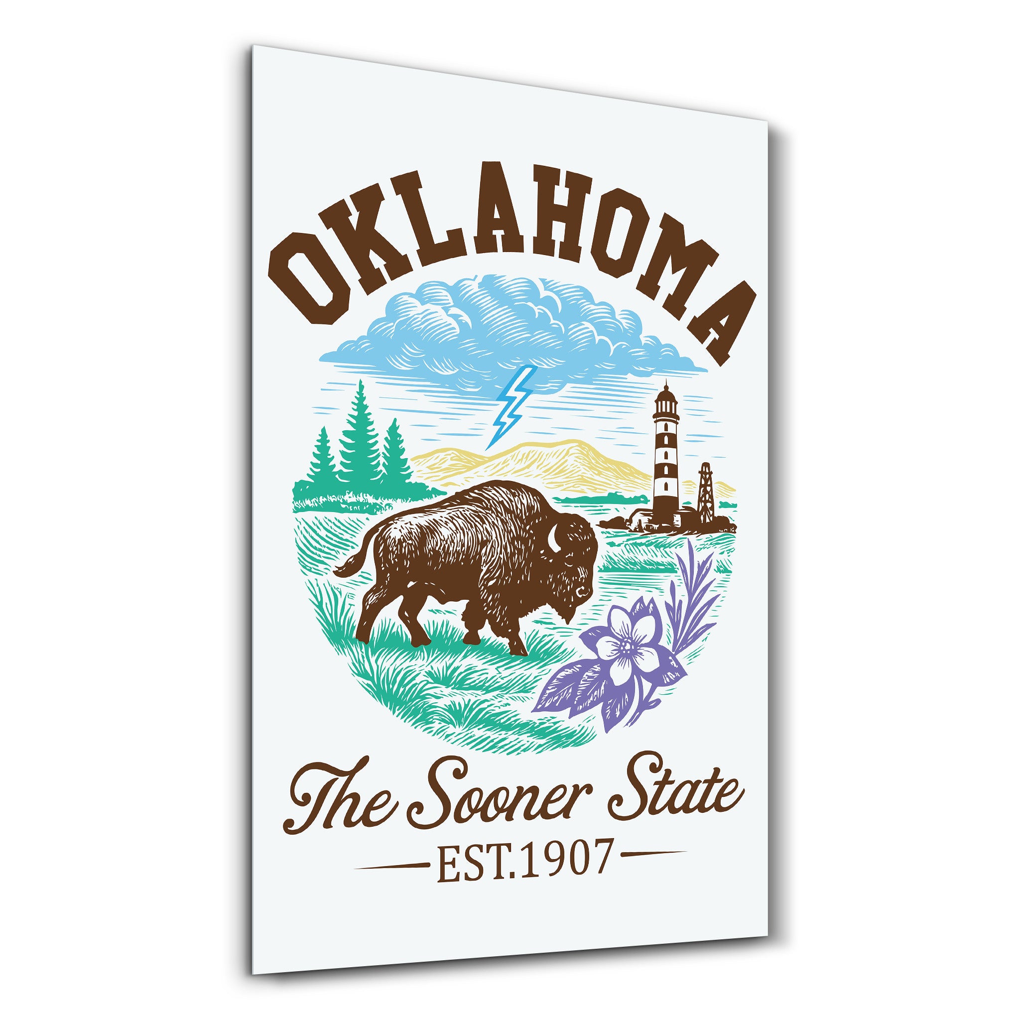 Oklahoma - The Sooner State | Glass Wall Art