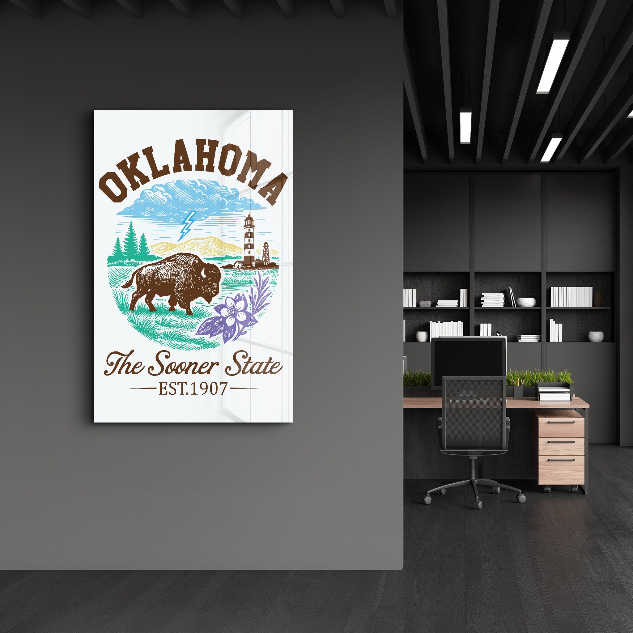 Oklahoma - The Sooner State | Glass Wall Art