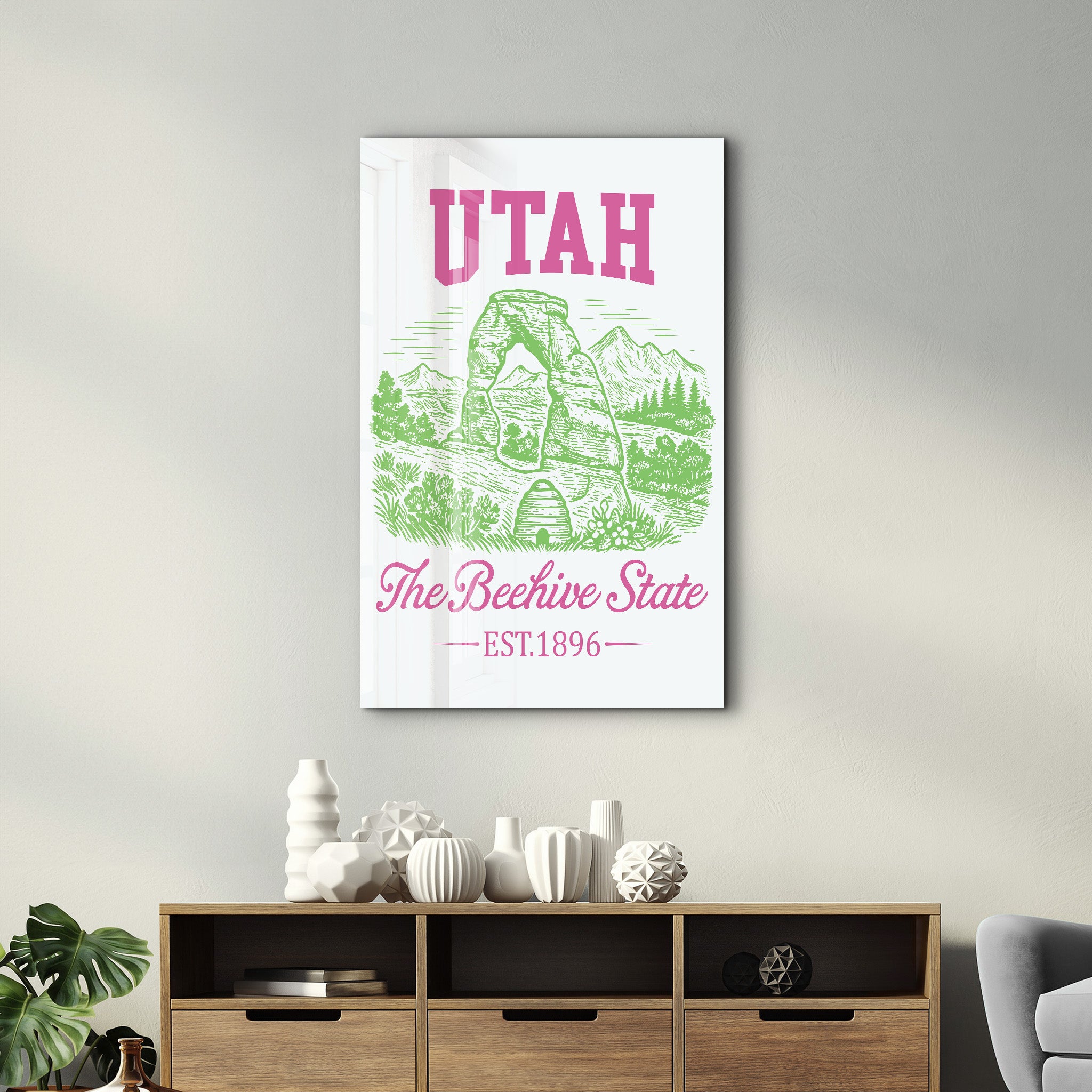 Utah - The Beehive State | Glass Wall Art