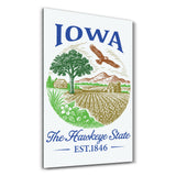 Iowa The Hawkeye State | Glass Wall Art