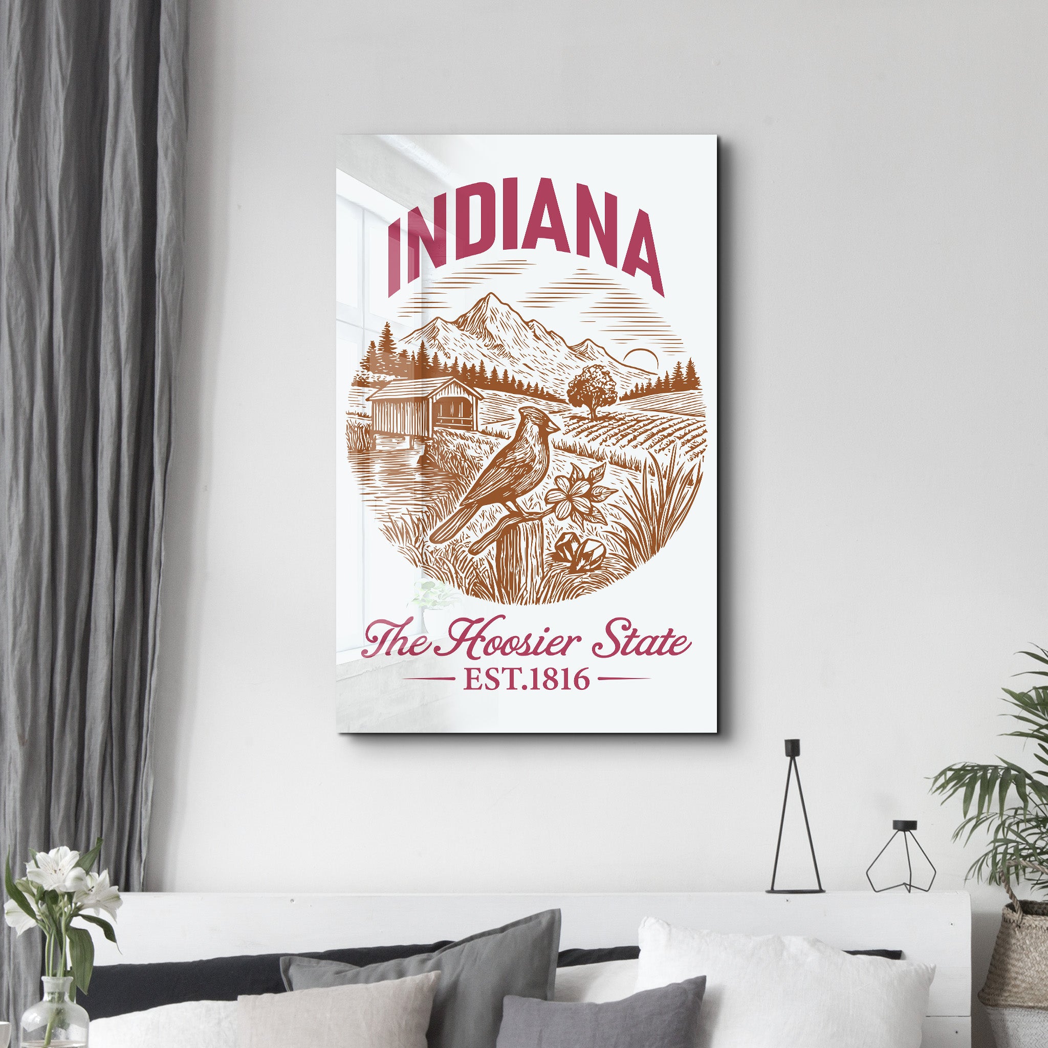 Indiana - The Hoosier State | Glass Wall Art