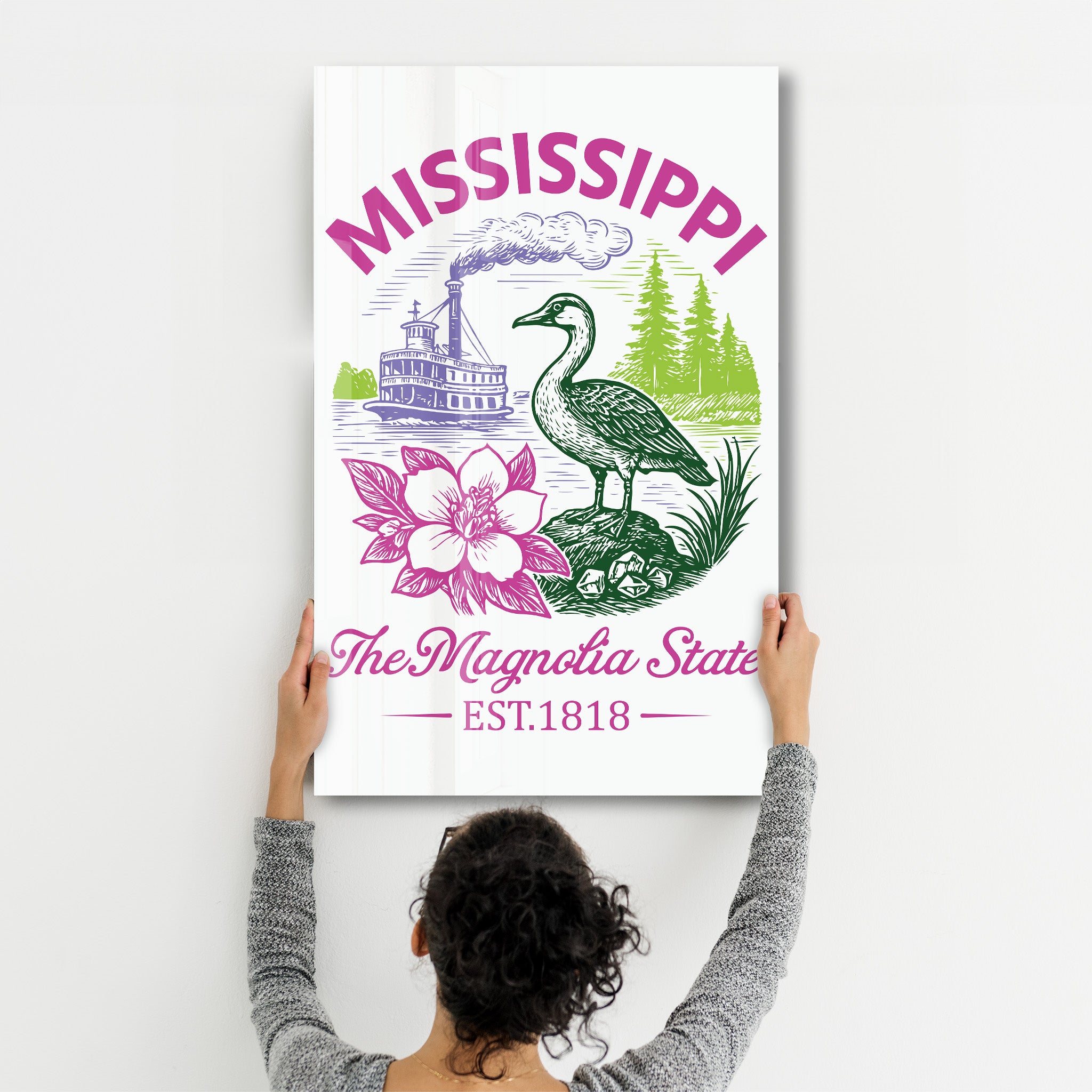 Mississippi - The Magnolia State | Glass Wall Art