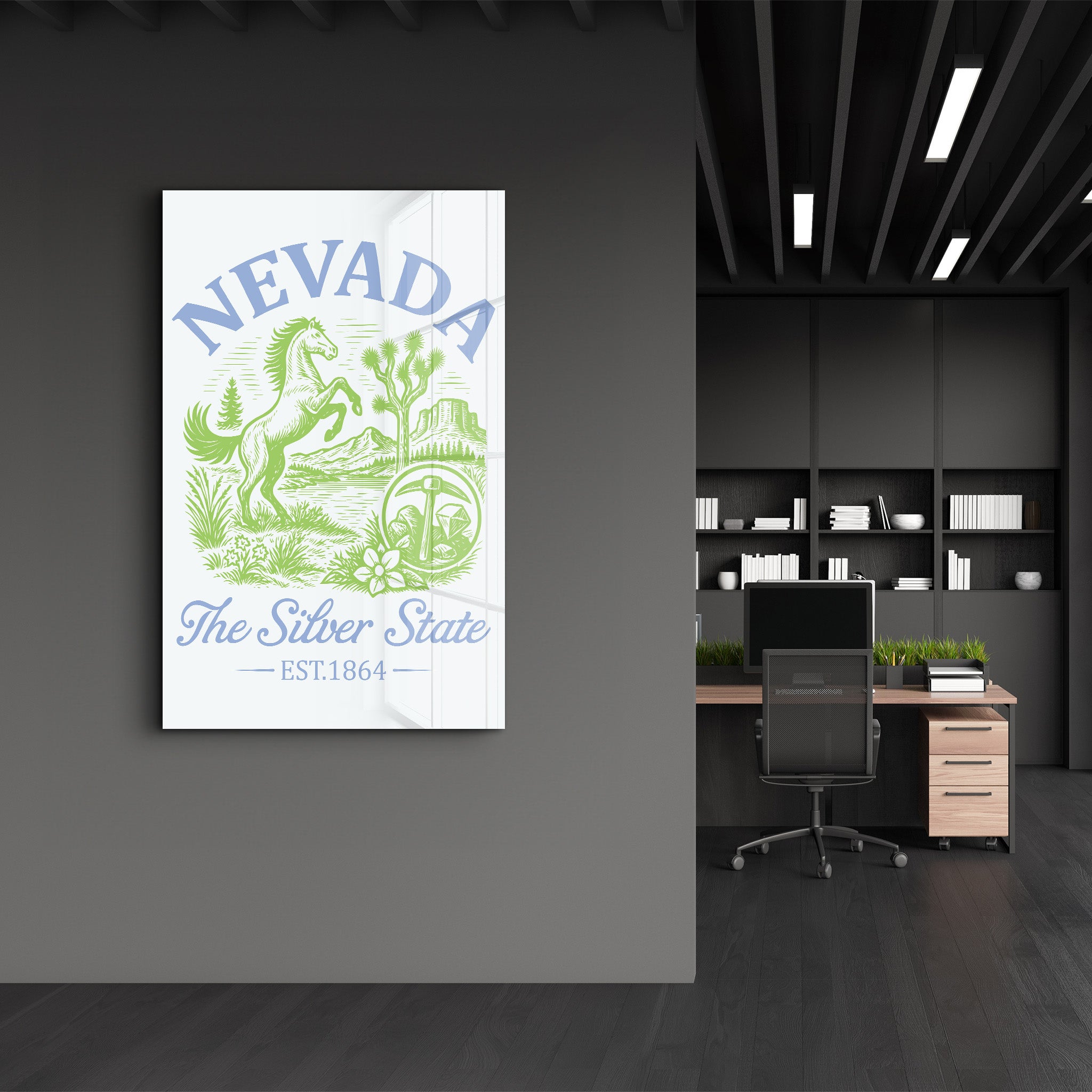 Nevada - The Silver State | Glass Wall Art
