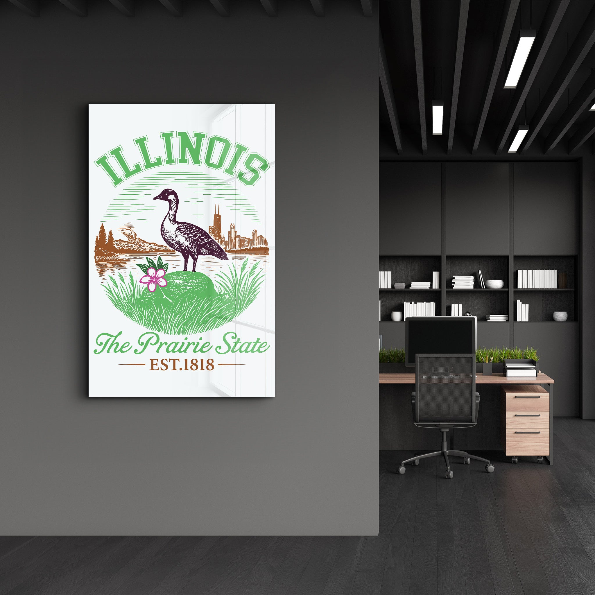Illinois - The Prairie State | Glass Wall Art