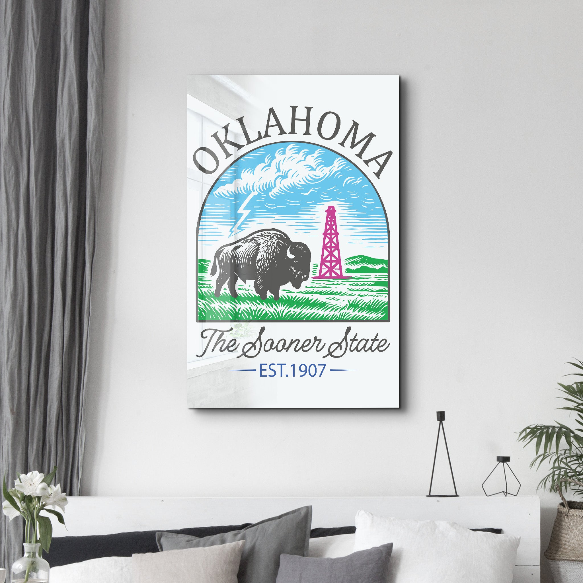 Oklahoma - The Sooner State | Glass Wall Art