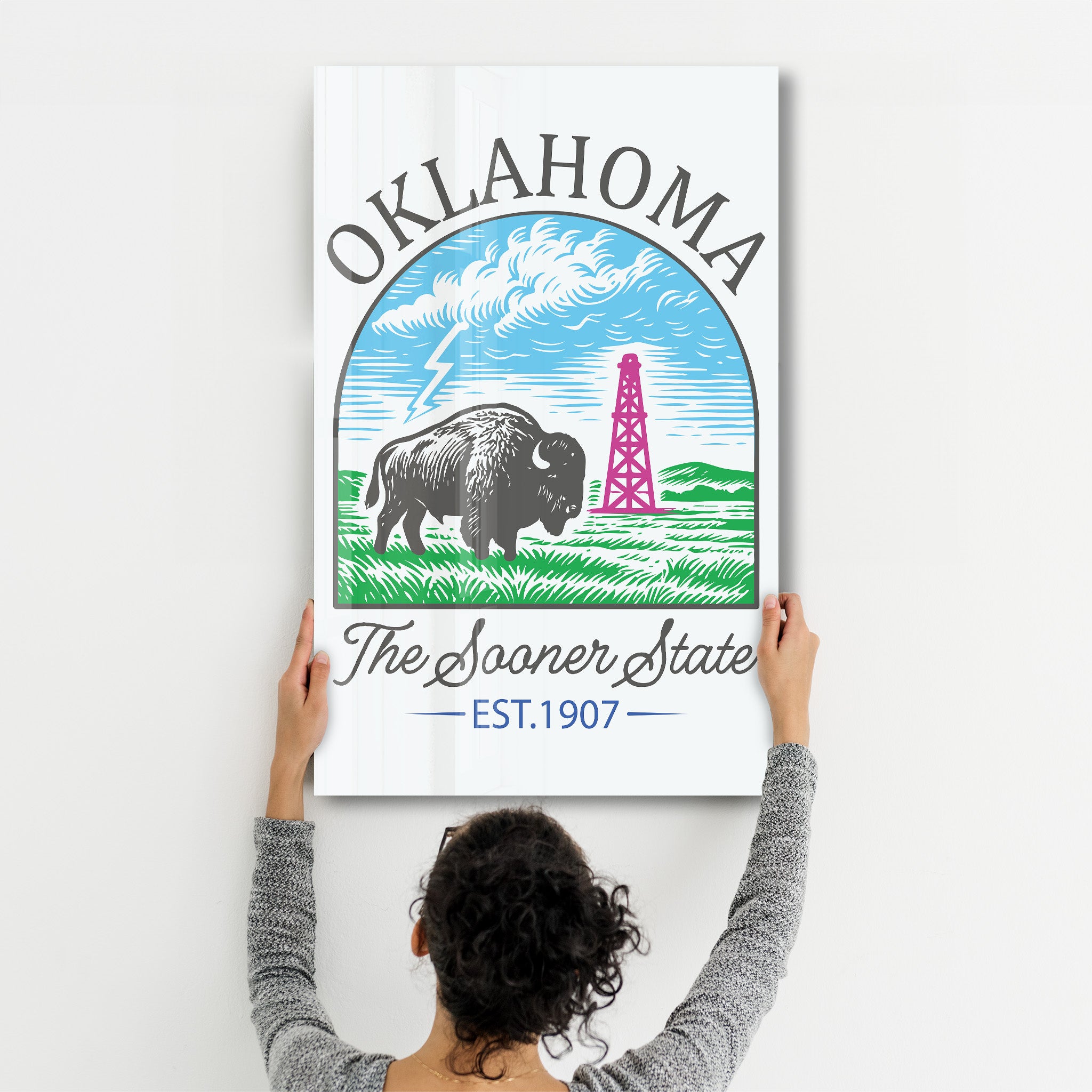 Oklahoma - The Sooner State | Glass Wall Art