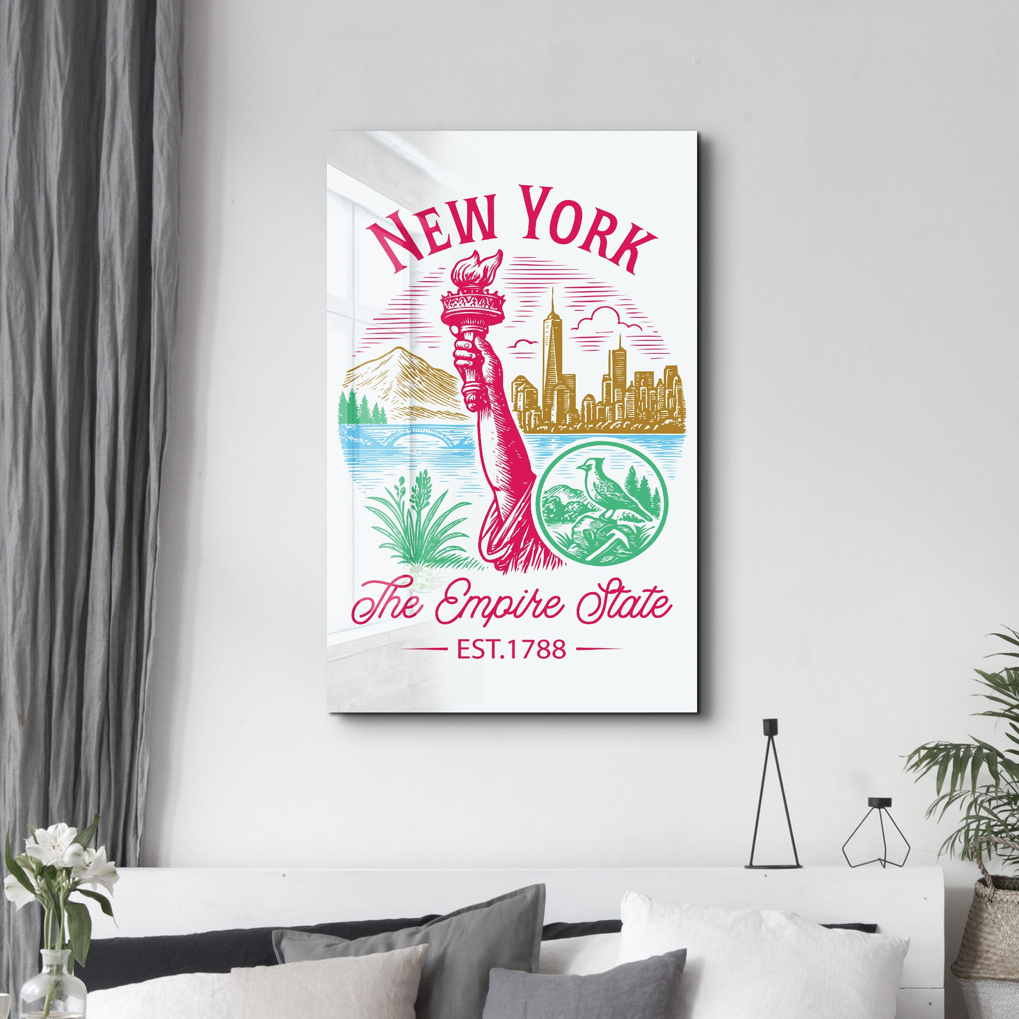 New York - The Empire State | Glass Wall Art