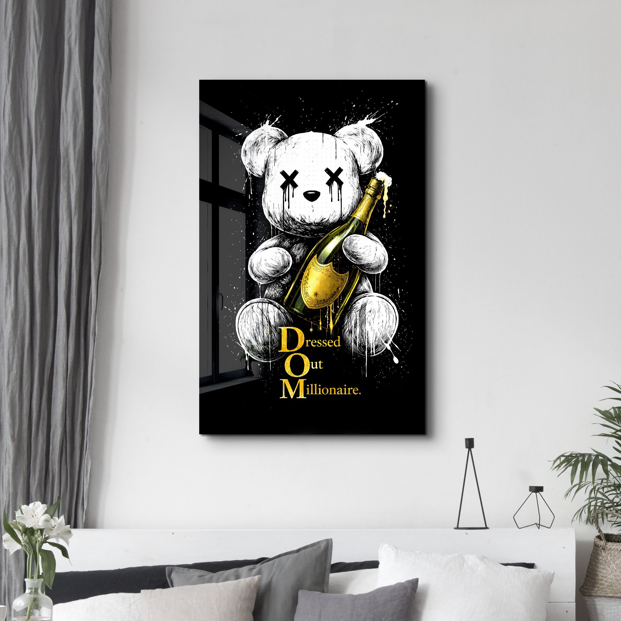 Dressed Out Millionaire x Sugar Teddy | Glass Wall Art