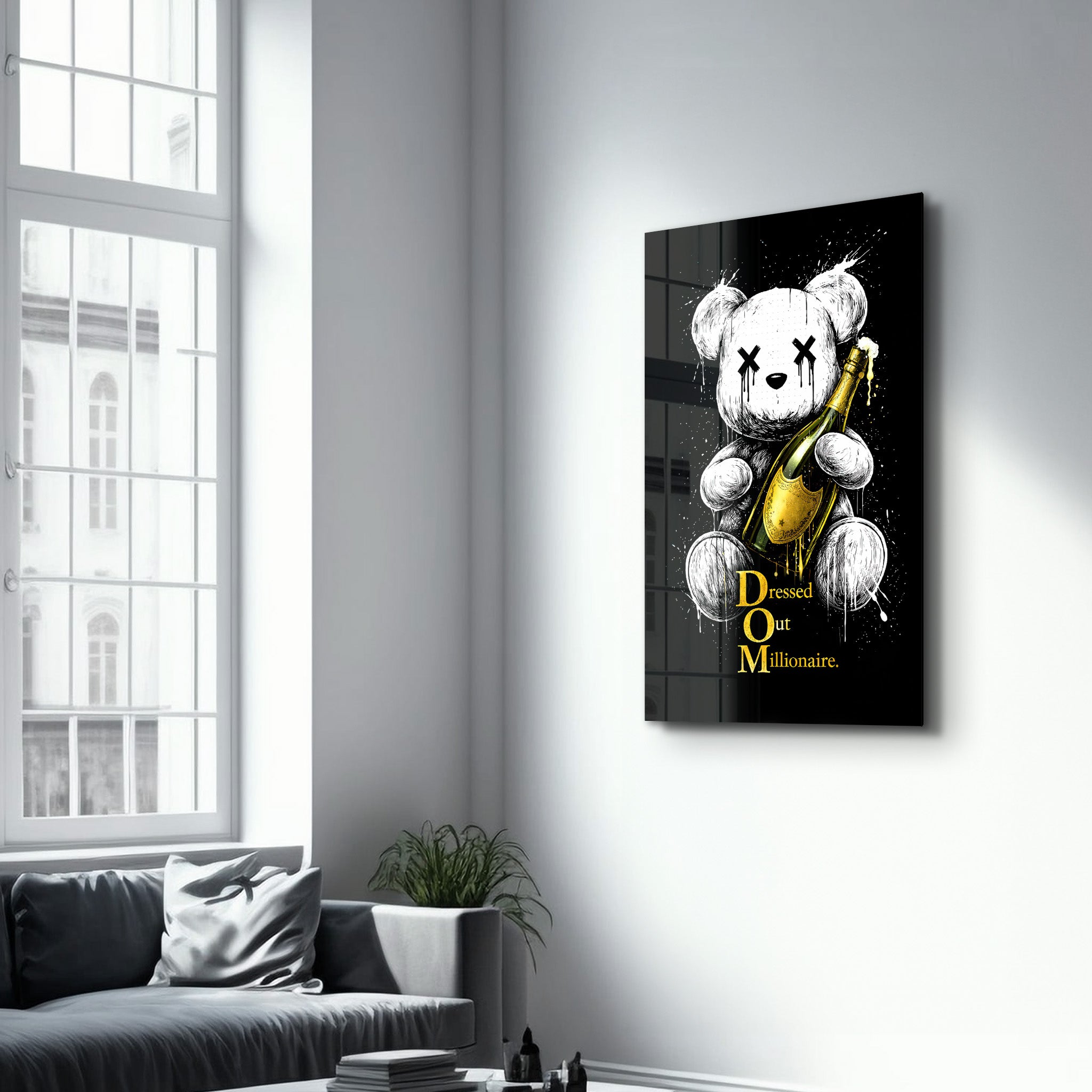 Dressed Out Millionaire x Sugar Teddy | Glass Wall Art