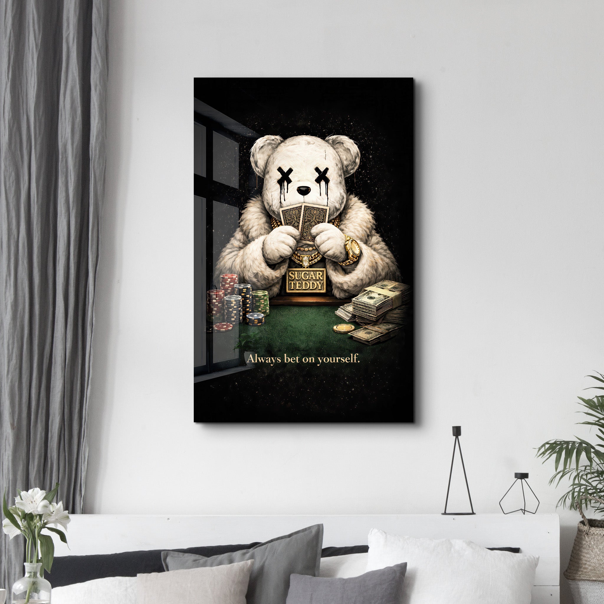 Always Bet on Yourself x Sugar Teddy | Glass Wall Art
