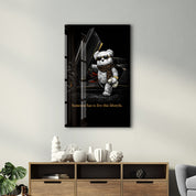 Glass wall art by Artdesigna featuring the phrase "Someone has to live this lifestyle" in stylish lettering.