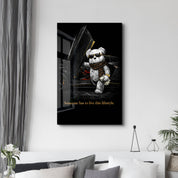 Glass wall art from Artdesigna featuring the quote "Someone has to live this lifestyle" on clear, decorative glass panel.