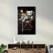 Glass wall art featuring the "Last Night Was Productive" design by Artdesigna, with a sleek and modern glass wall decor style.