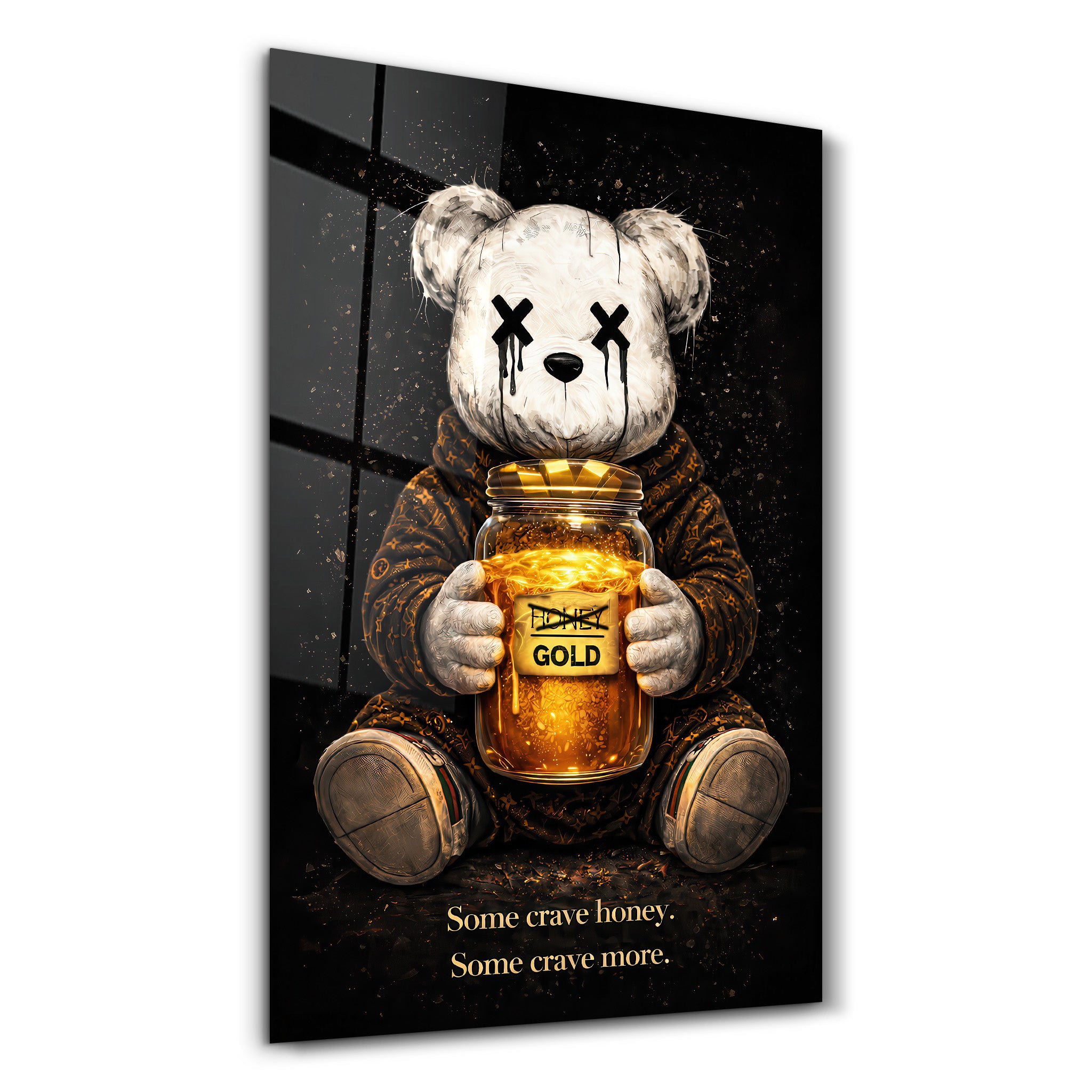 Some Crave Honey, Some Crave More x Sugar Teddy | Glass Wall Art