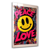Peace Love Pop Graffiti Smile Art | Glass Wall Art
