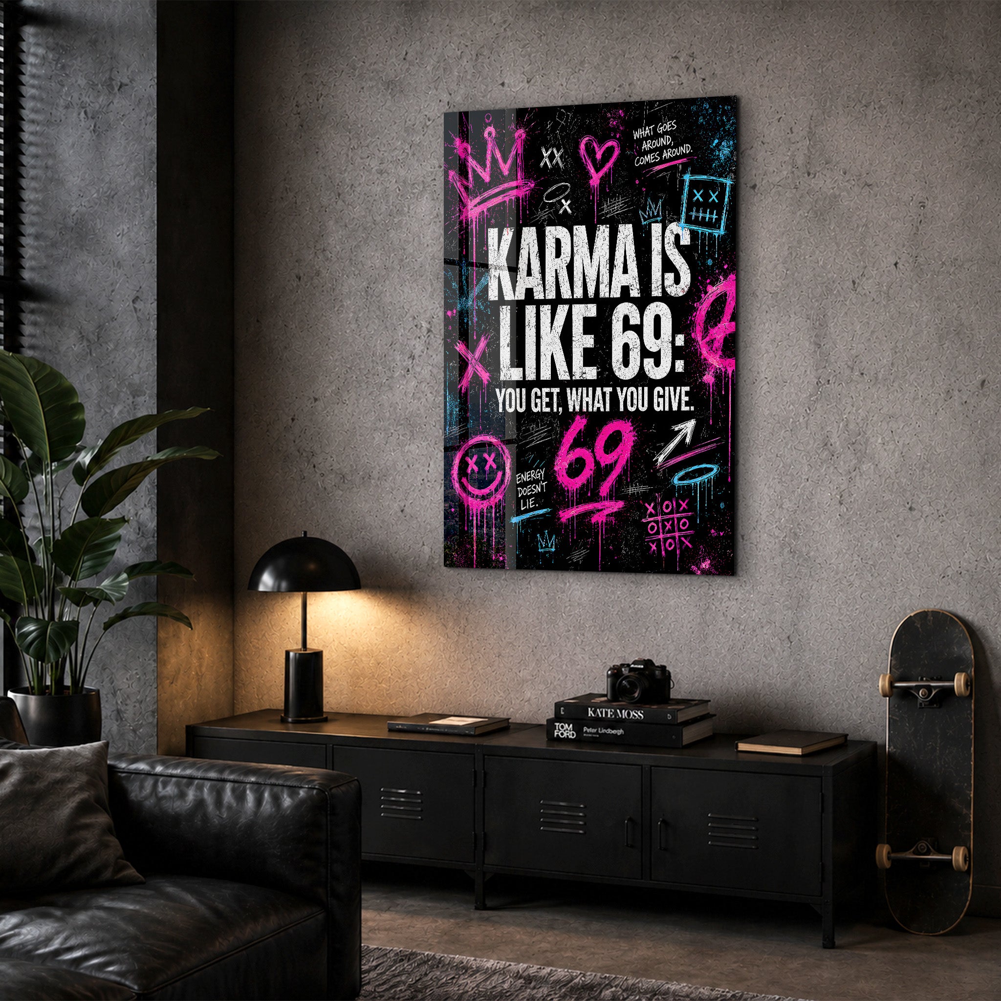 Karma is Like 69 | Glass Wall Art