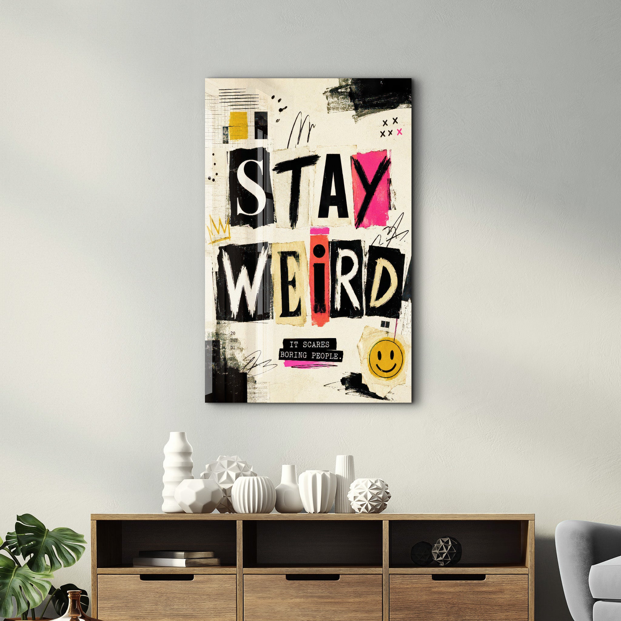Stay Weird | Glass Wall Art