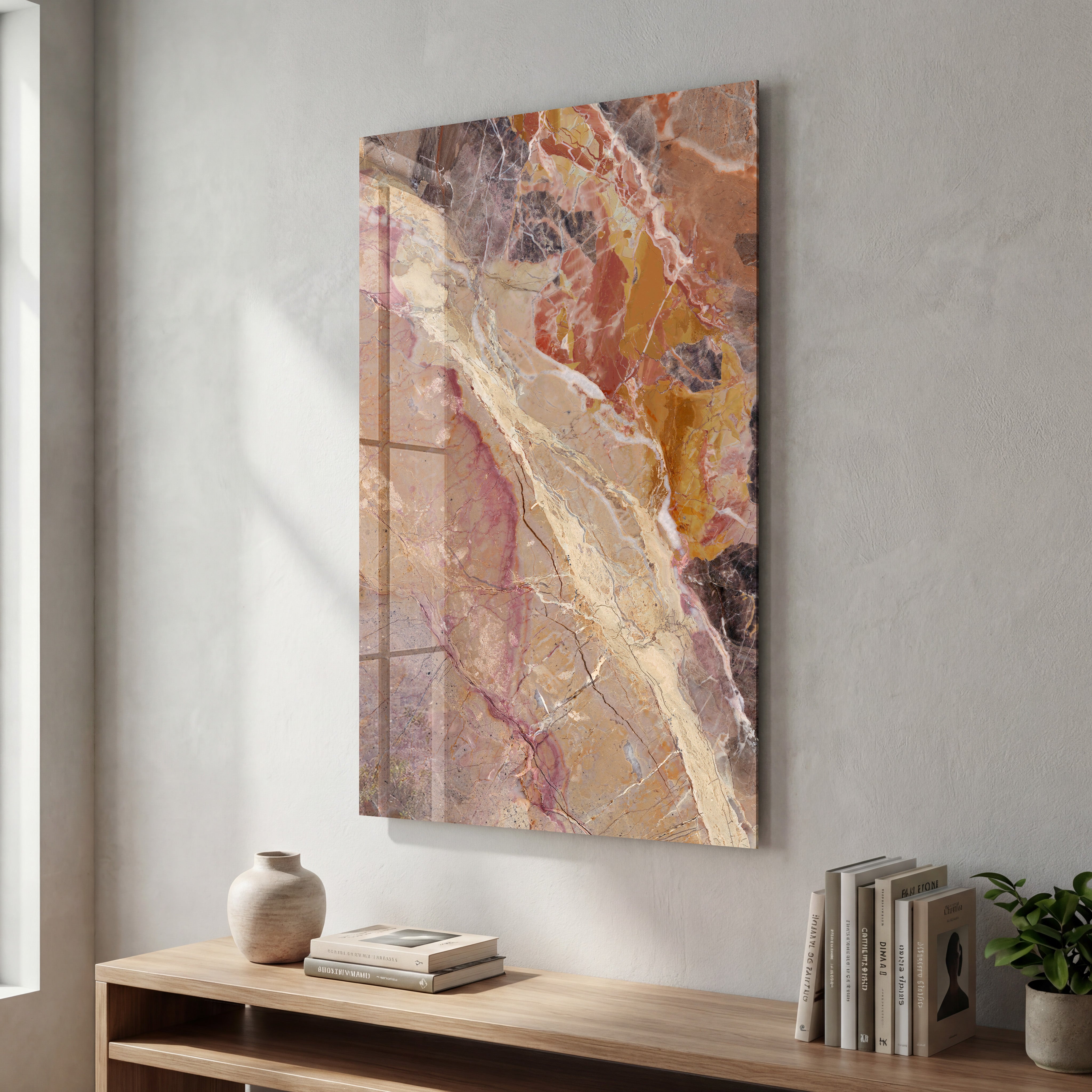 Amber Blush Marble | Glass Wall Art