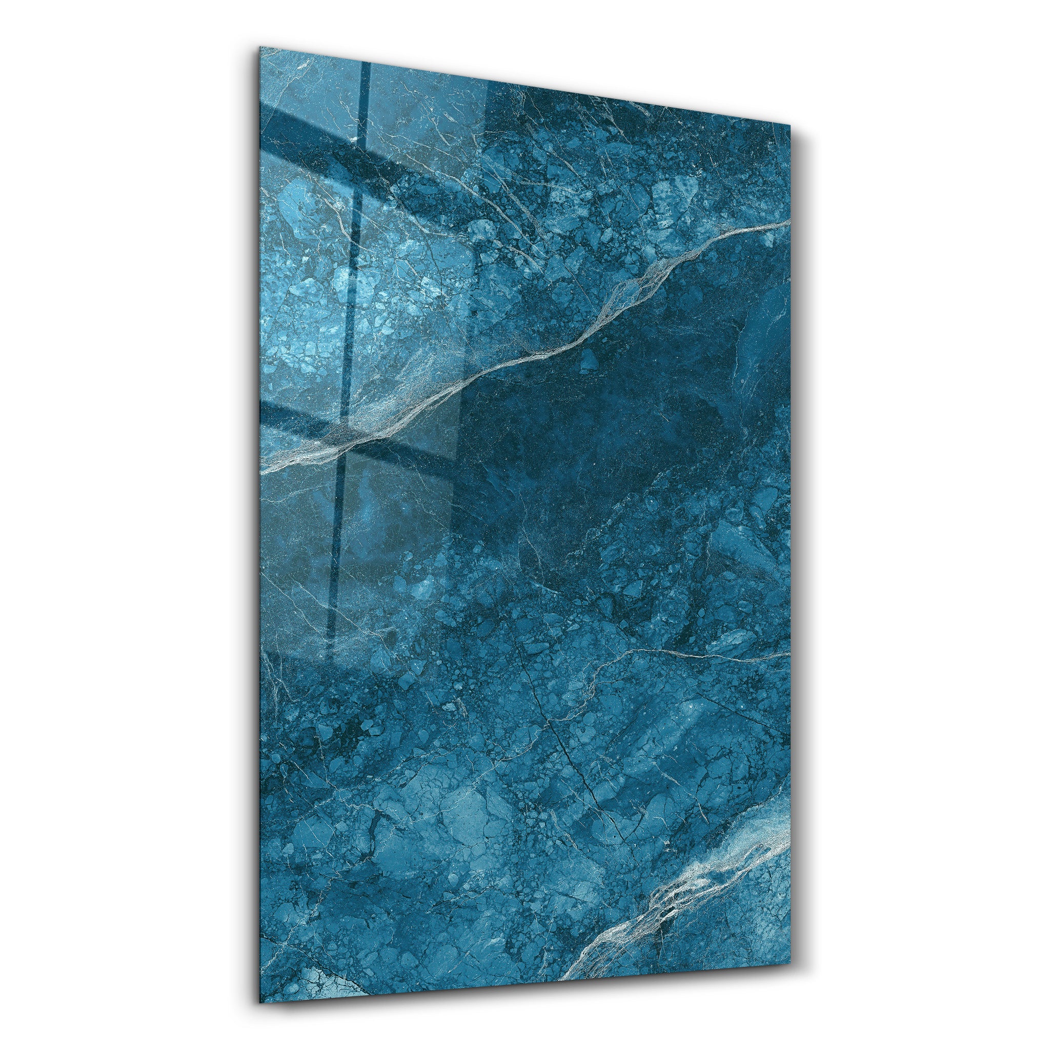 Deep Azure Marble | Glass Wall Art