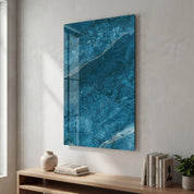 Deep Azure Marble | Glass Wall Art