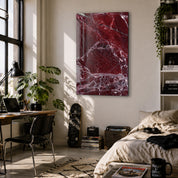 Crimson Veins | Glass Wall Art