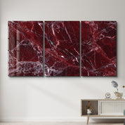 Rare Burgundy Marble Trio | Glass Wall Art