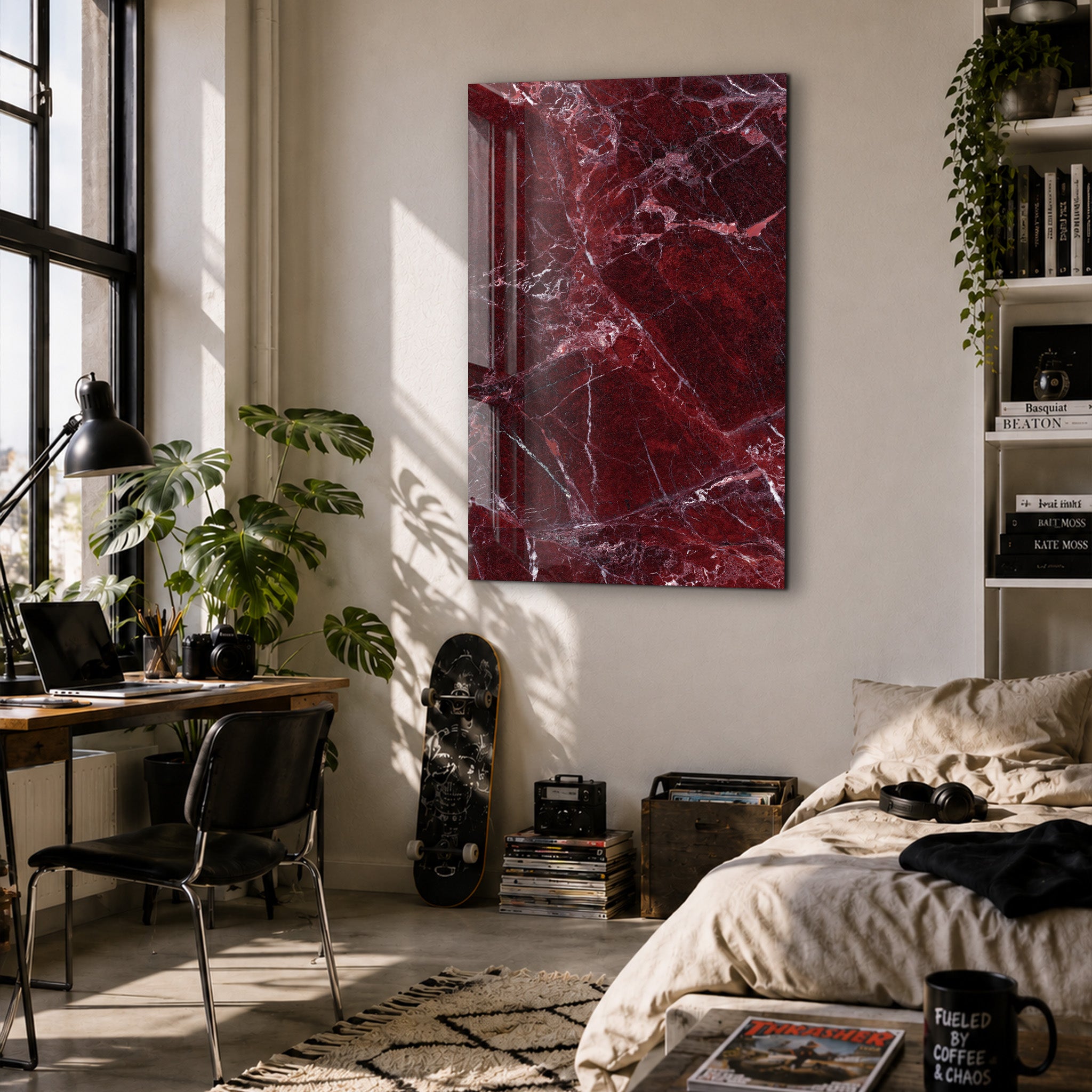 Burgundy Stone | Glass Wall Art