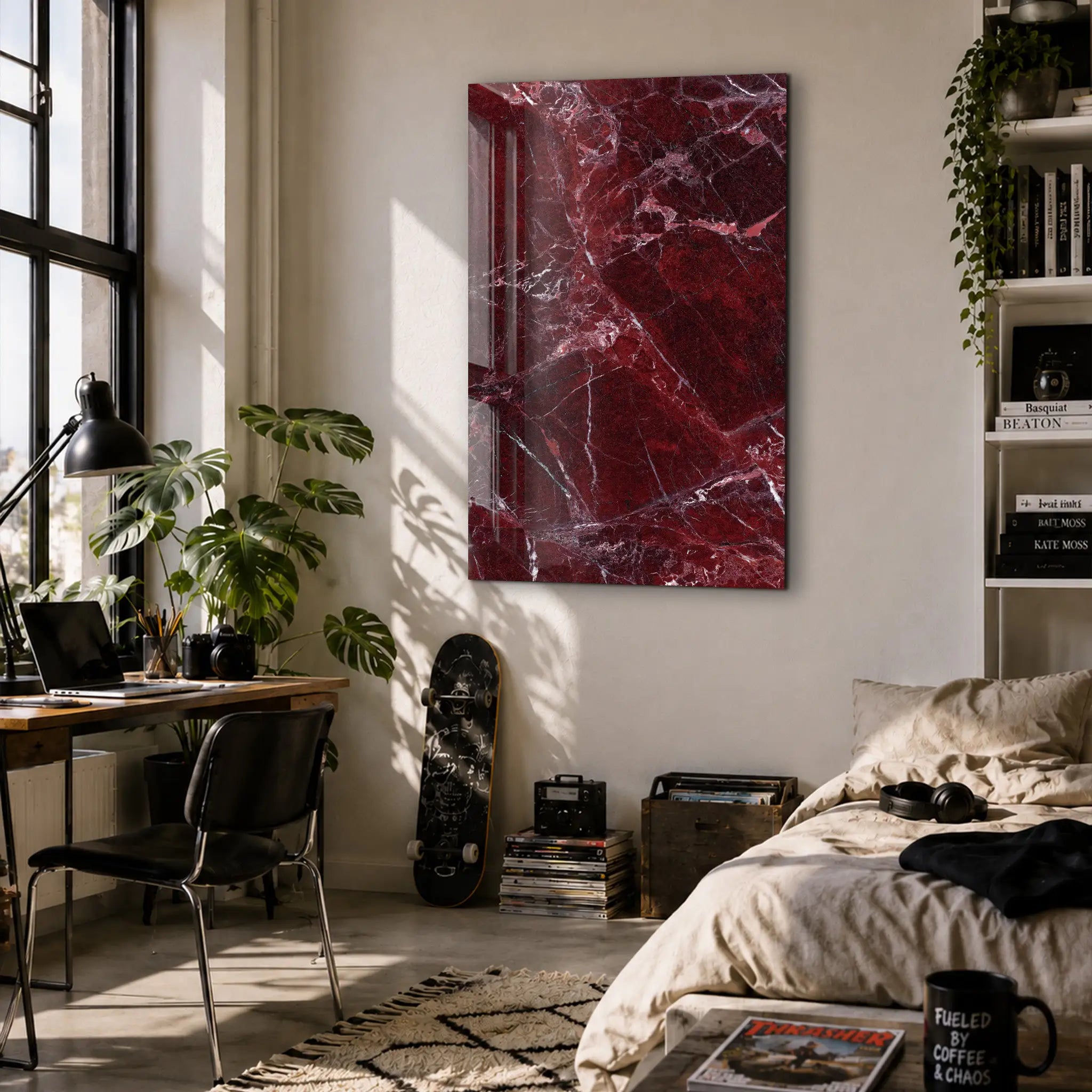 Burgundy Stone | Glass Wall Art
