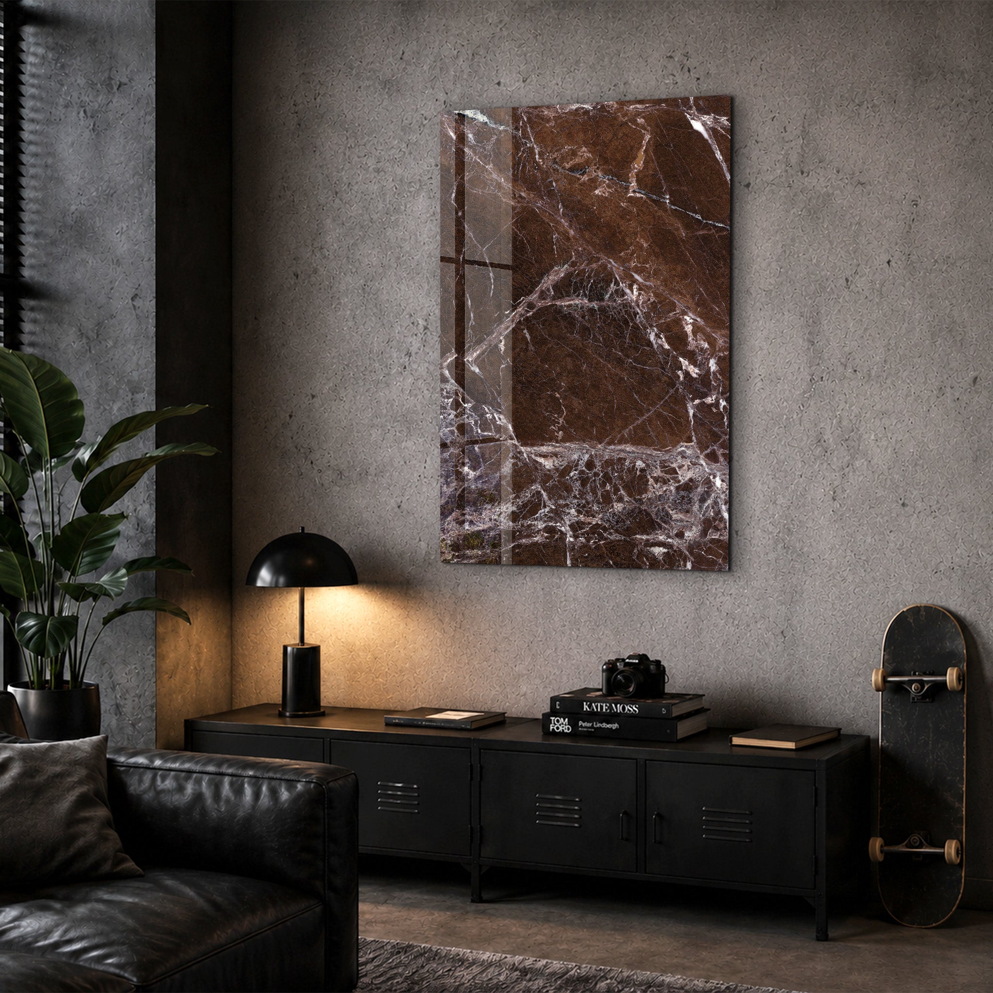 Mocha Veins | Glass Wall Art