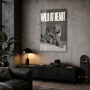 Wild at Heart Artdesigna glass wall art displayed in a corner setting