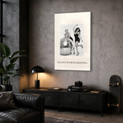 Nights Worth Keeping glass wall art by Artdesigna in a corner view