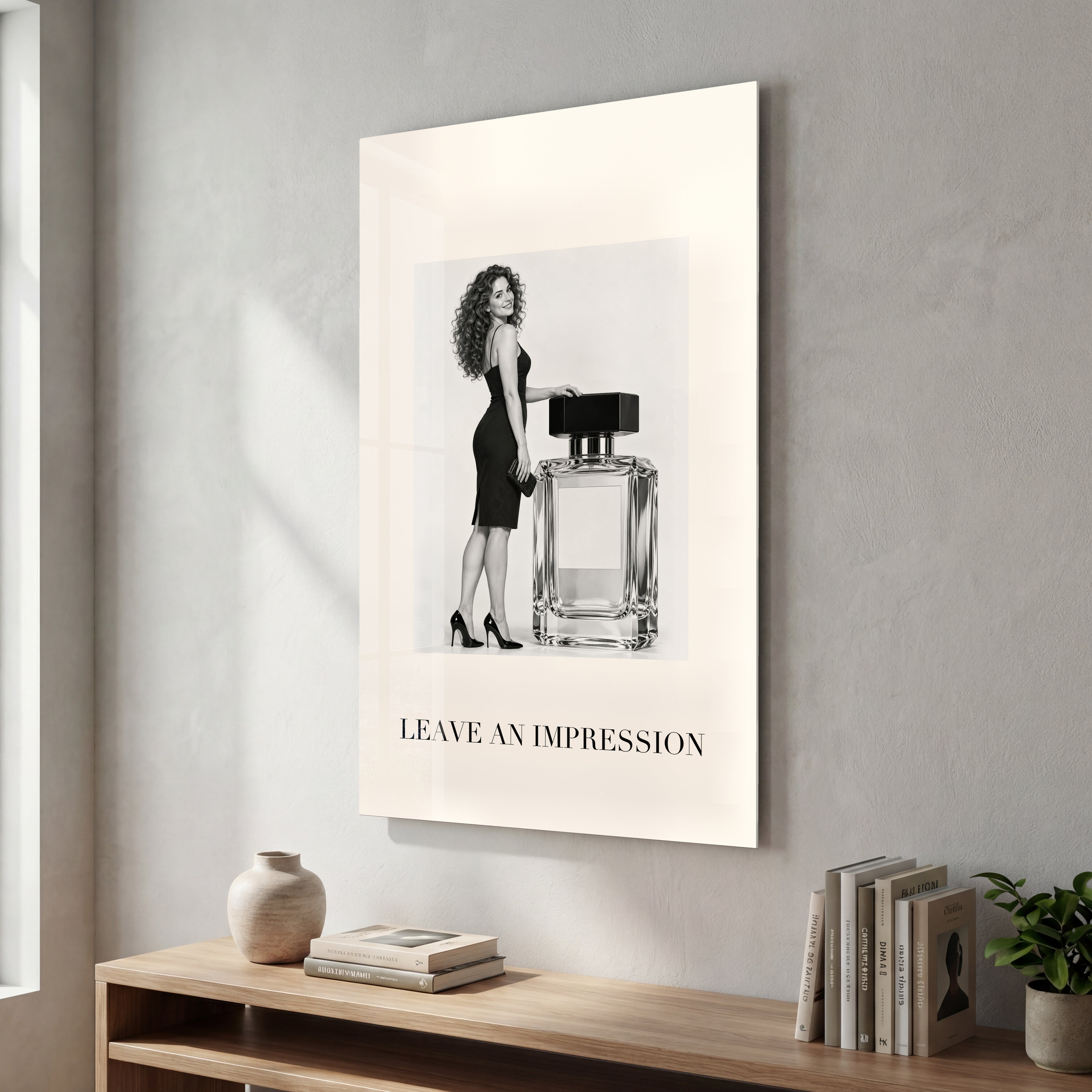 Leave an Impression glass wall art by Artdesigna, featuring a contemporary artistic design on transparent glass
