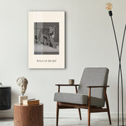 Wild at Heart leopard portrait glass wall art by Artdesigna displayed in a stylish interior