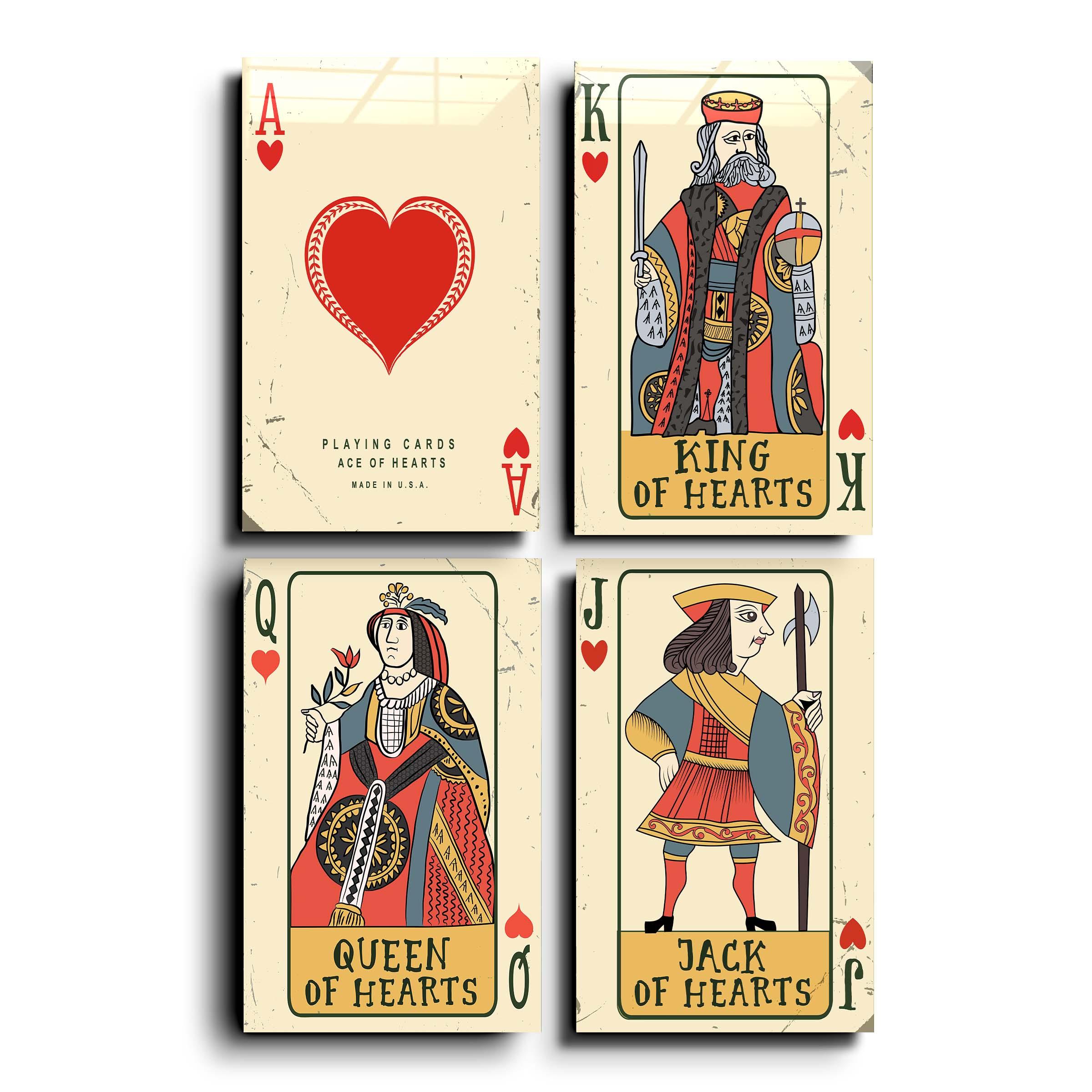 ."Hearts - Poker Cards ". Designers Collection Glass Wall Art - ArtDesigna Glass Printing Wall Art