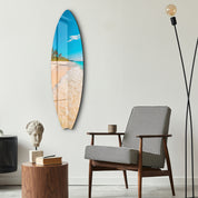 Sandy Shores | Surfboard Glass Wall Art